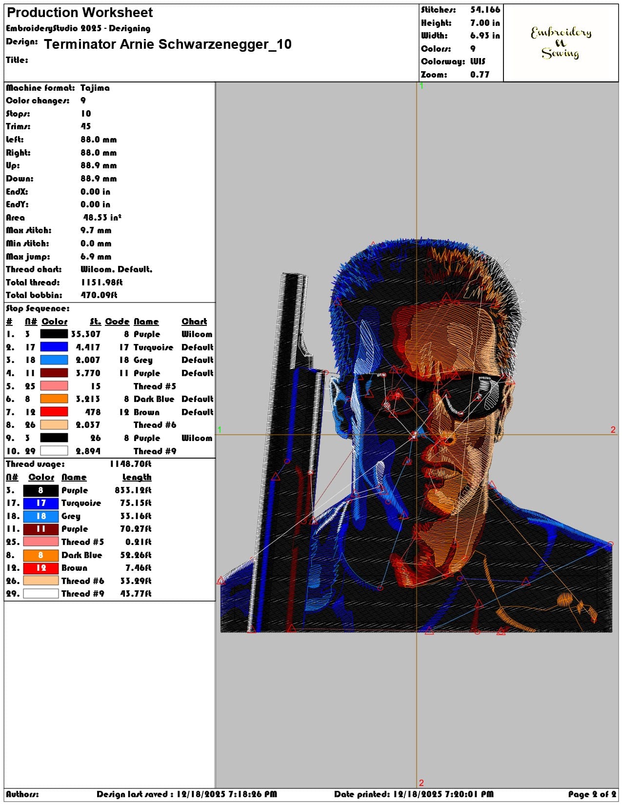 Terminator Arnie Schwarzenegger- Elegant embroidery design file - instant download — view 3