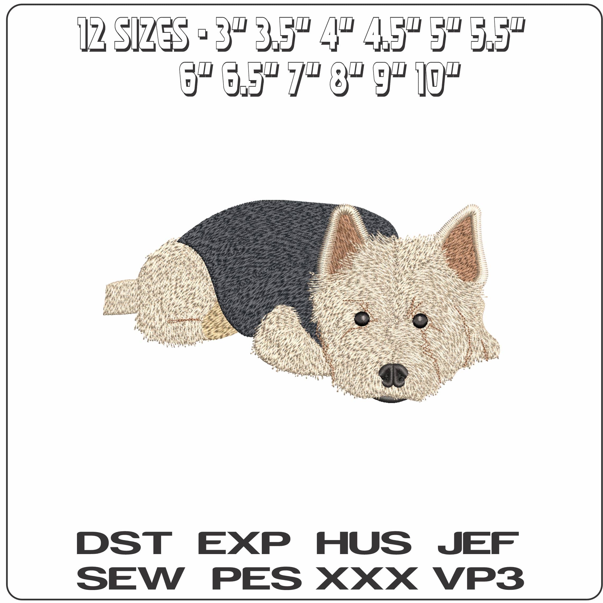 Terrier dogs in winter outfit Resting- Elegant embroidery design file - instant download — view 2