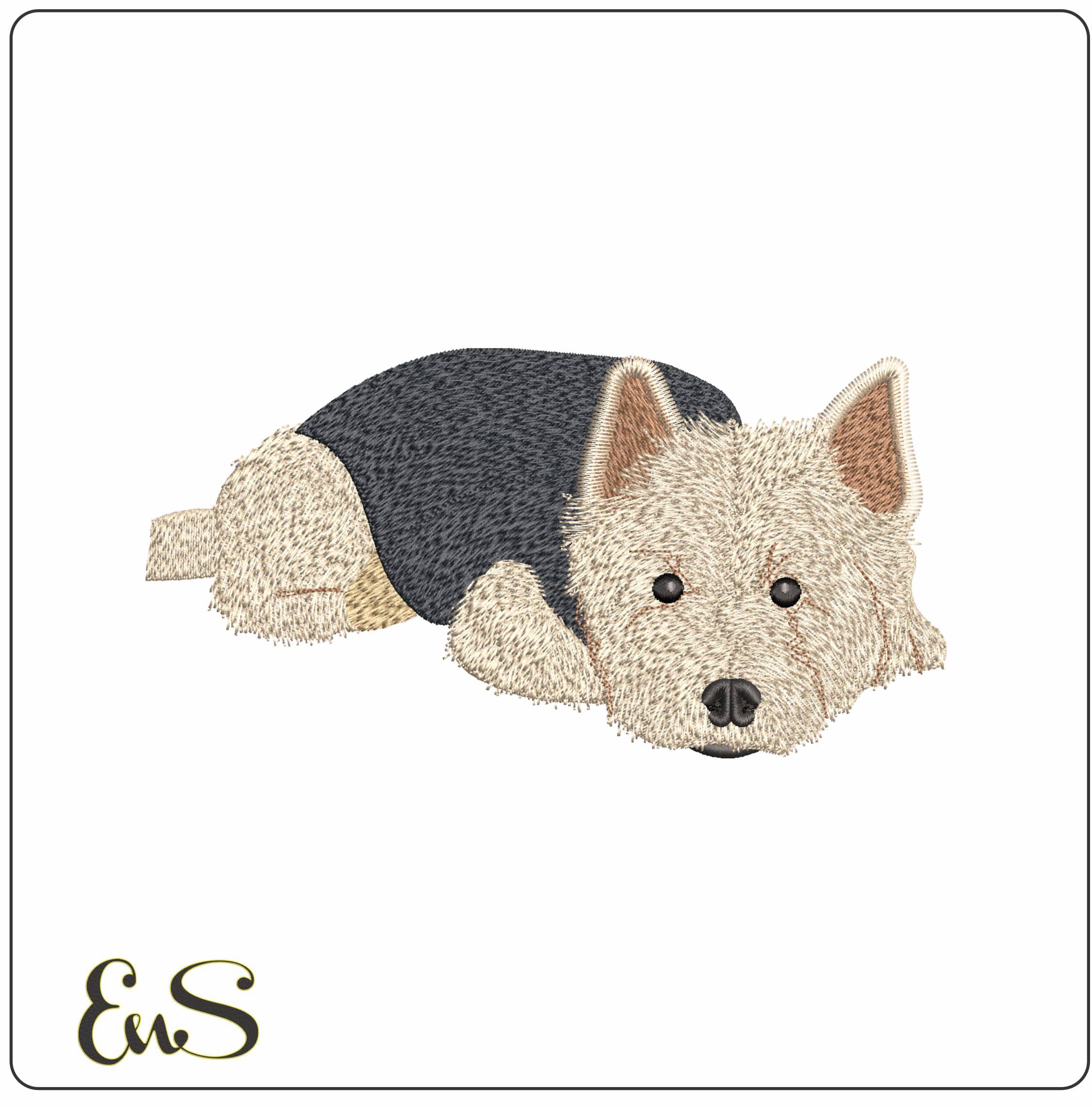 Terrier dogs in winter outfit Resting- Elegant embroidery design file - instant download