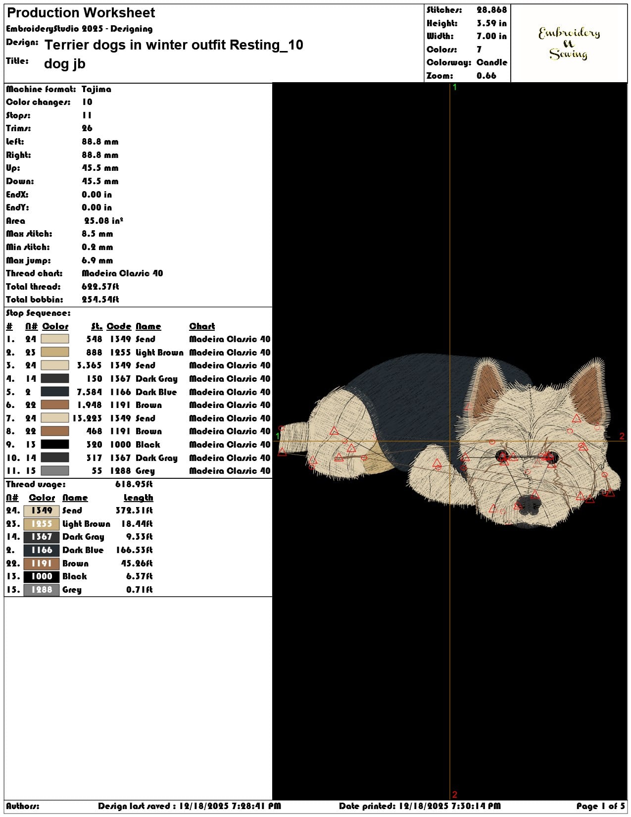 Terrier dogs in winter outfit Resting- Elegant embroidery design file - instant download — view 3