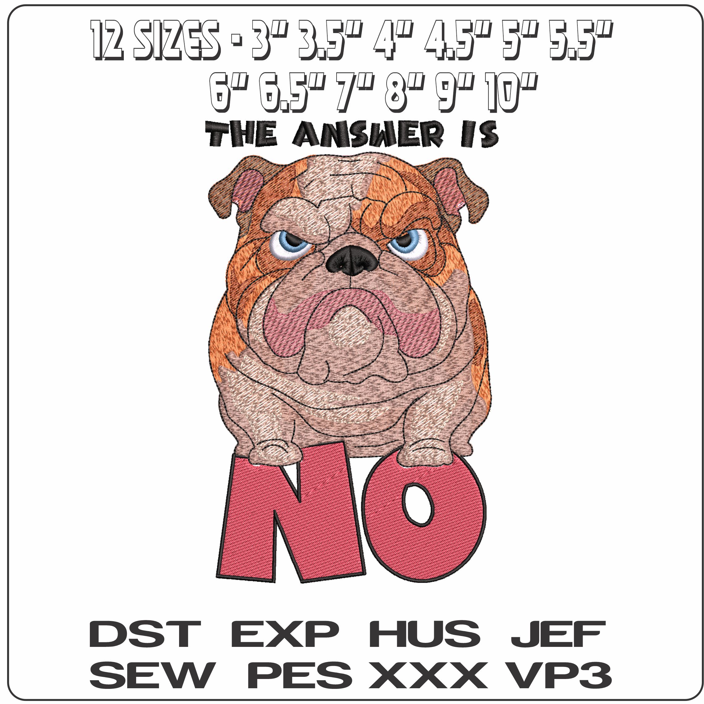 The Answer is No- Elegant embroidery design file - instant download — view 2