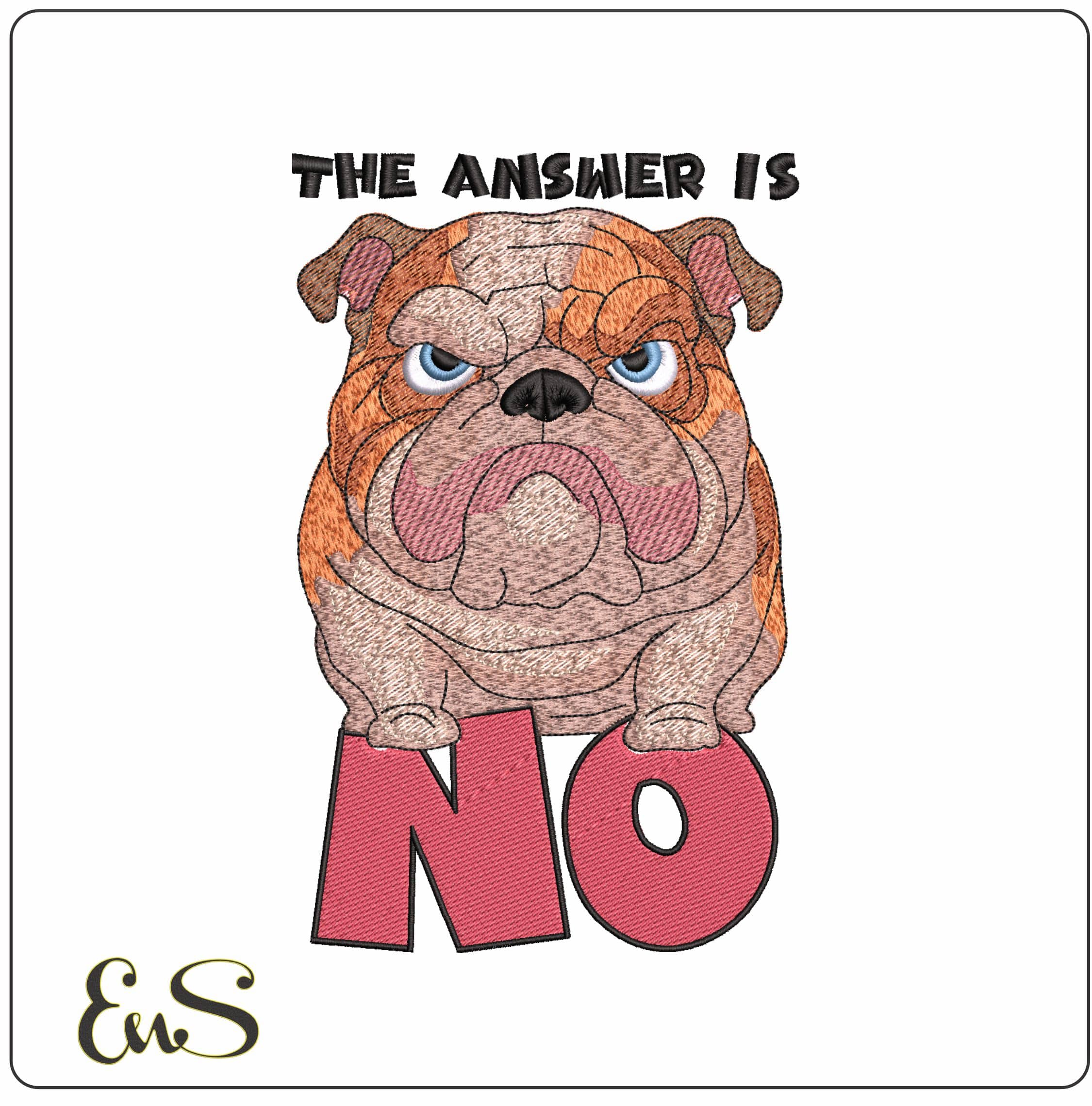 The Answer is No- Elegant embroidery design file - instant download
