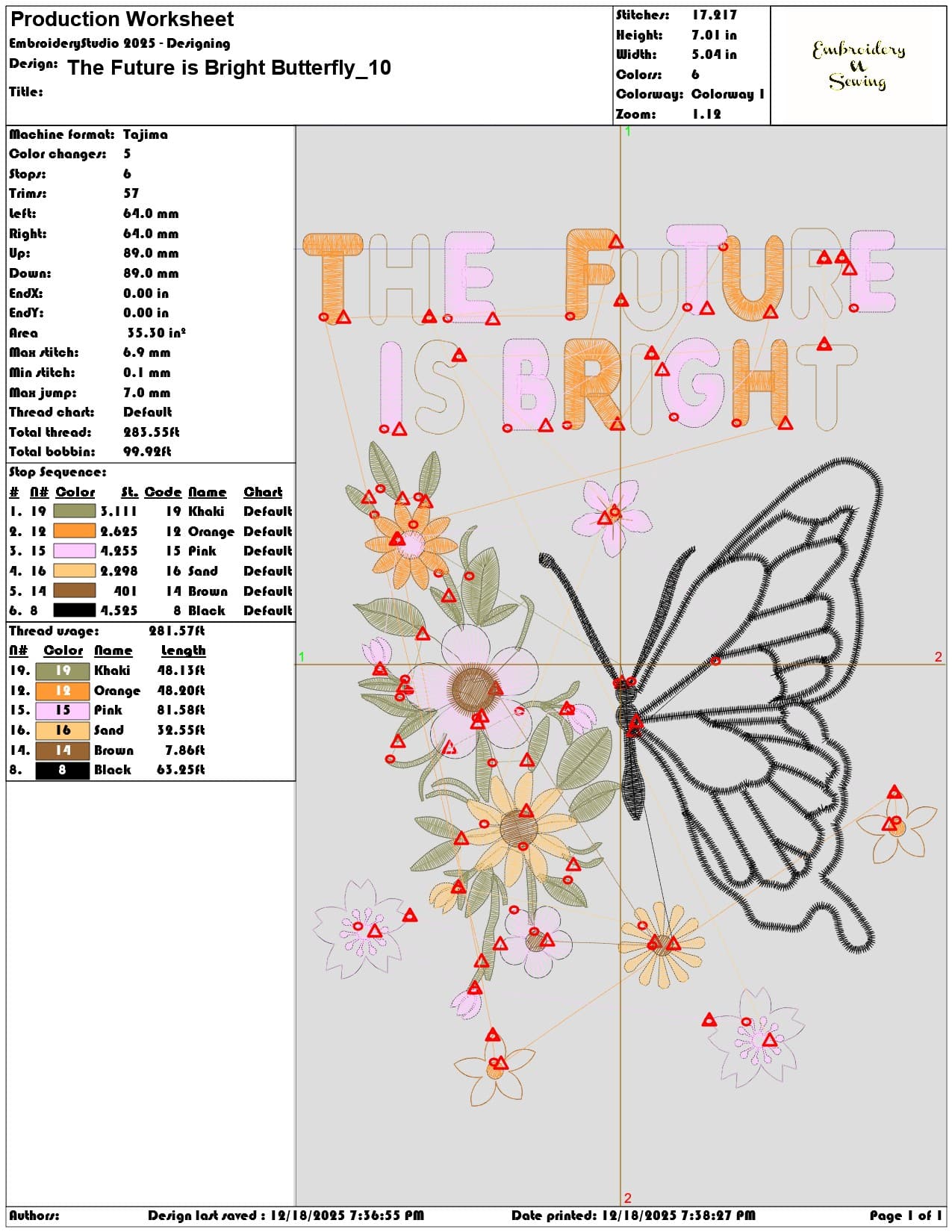 The Future is Bright Butterfly- Elegant embroidery design file - instant download — view 3