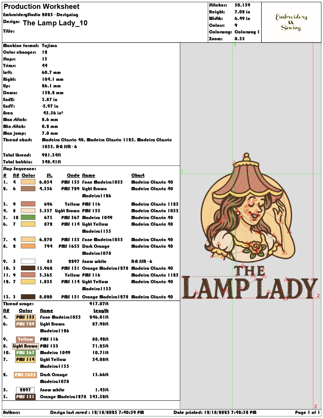 The Lamp Lady- Elegant embroidery design file - instant download — view 3