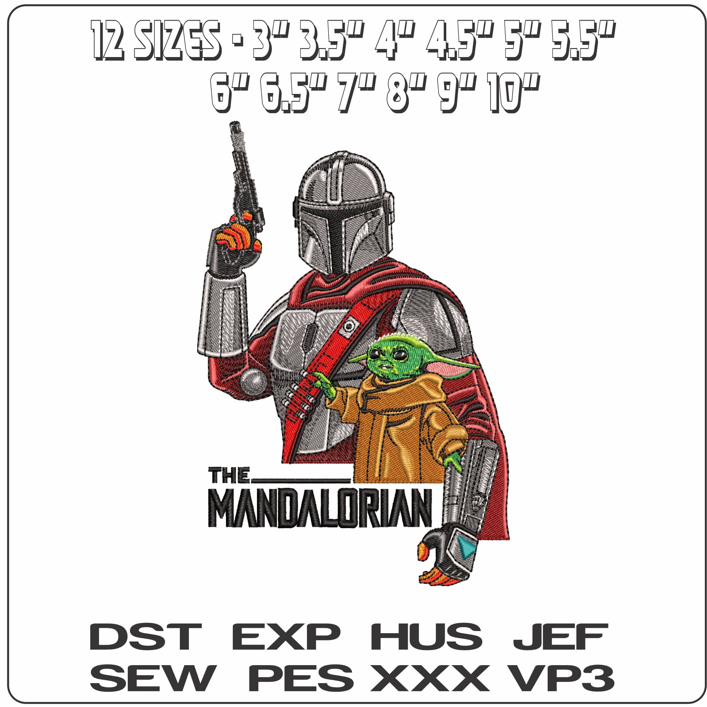The Mandalorian Jedi Star Wars- Elegant embroidery design file - instant download — view 2