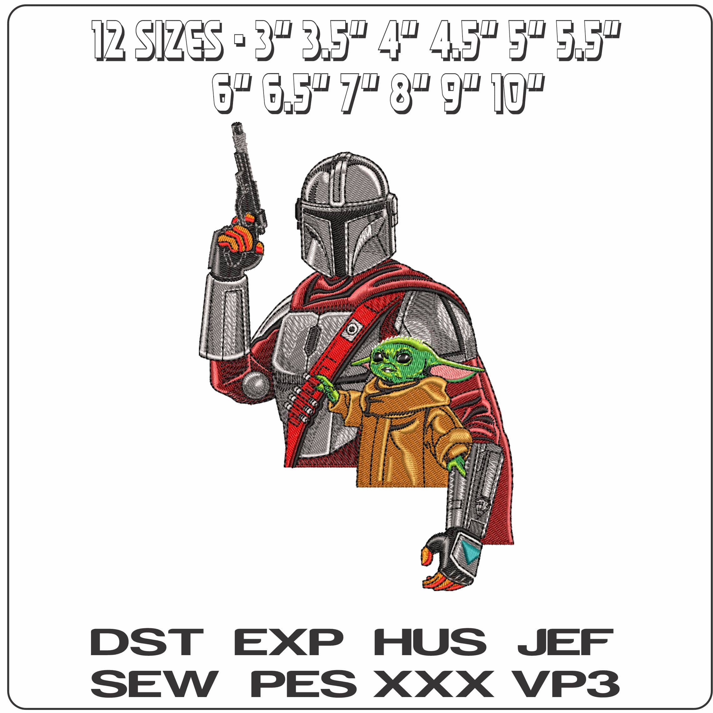 The Mandalorian Jedi Star Wars No Name- Elegant embroidery design file - instant download — view 2
