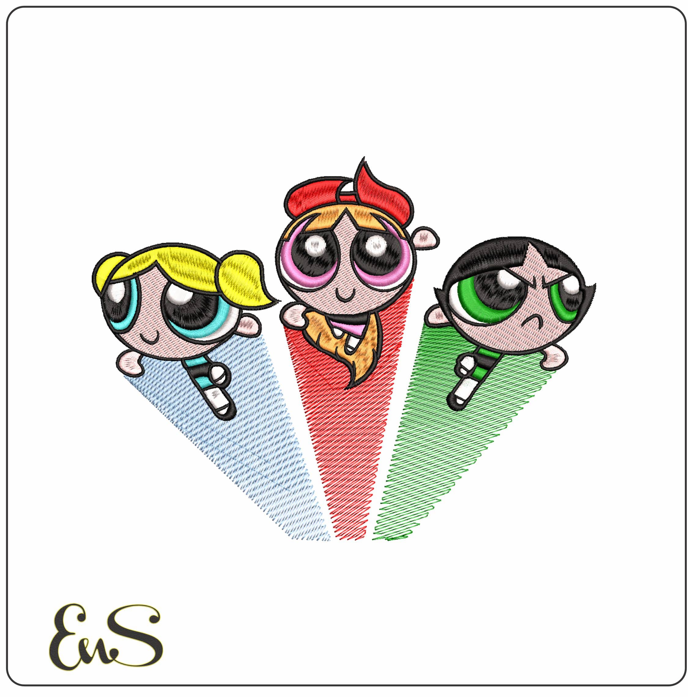 The Powerpuff Girls streak- Elegant embroidery design file - instant download