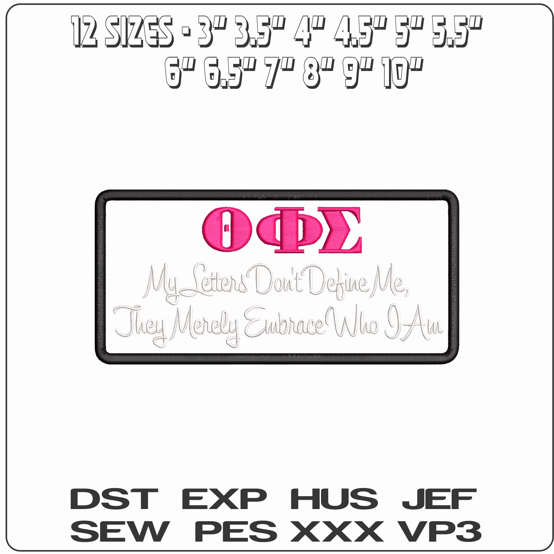 Theta Phi Sigma letter dont define me- Elegant embroidery design file - instant download — view 2