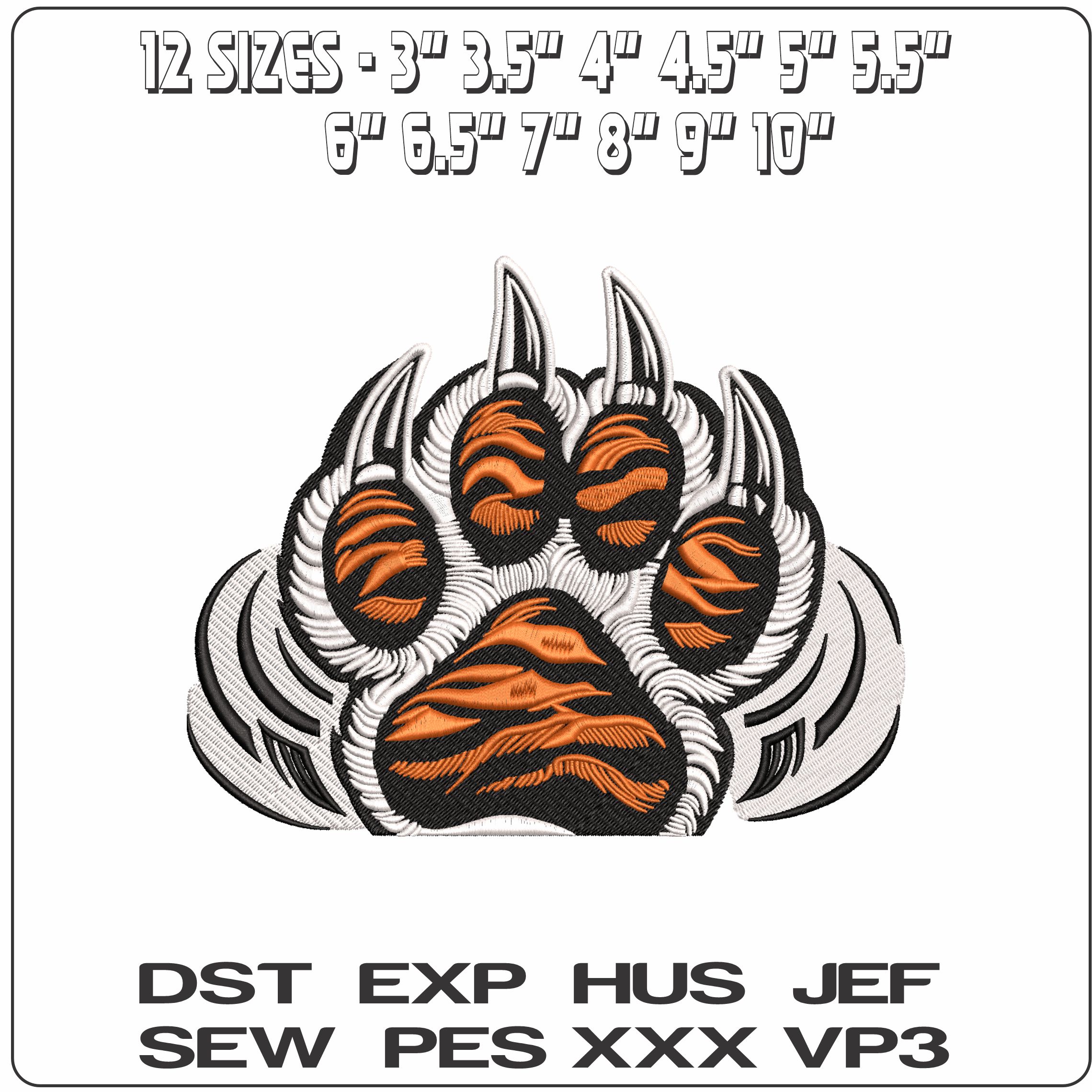 Tiger Paw Print- Elegant embroidery design file - instant download — view 2