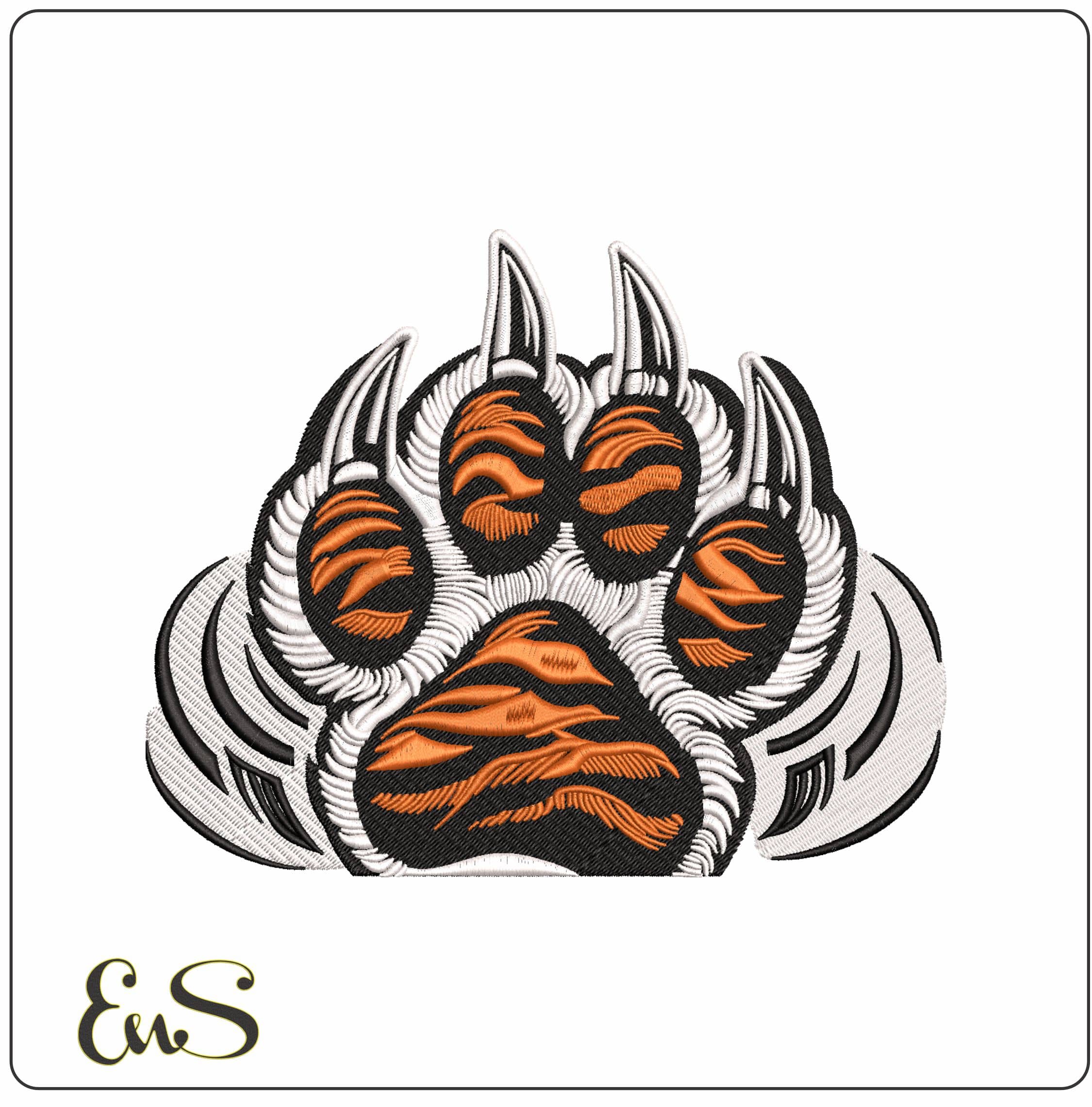 Tiger Paw Print- Elegant embroidery design file - instant download