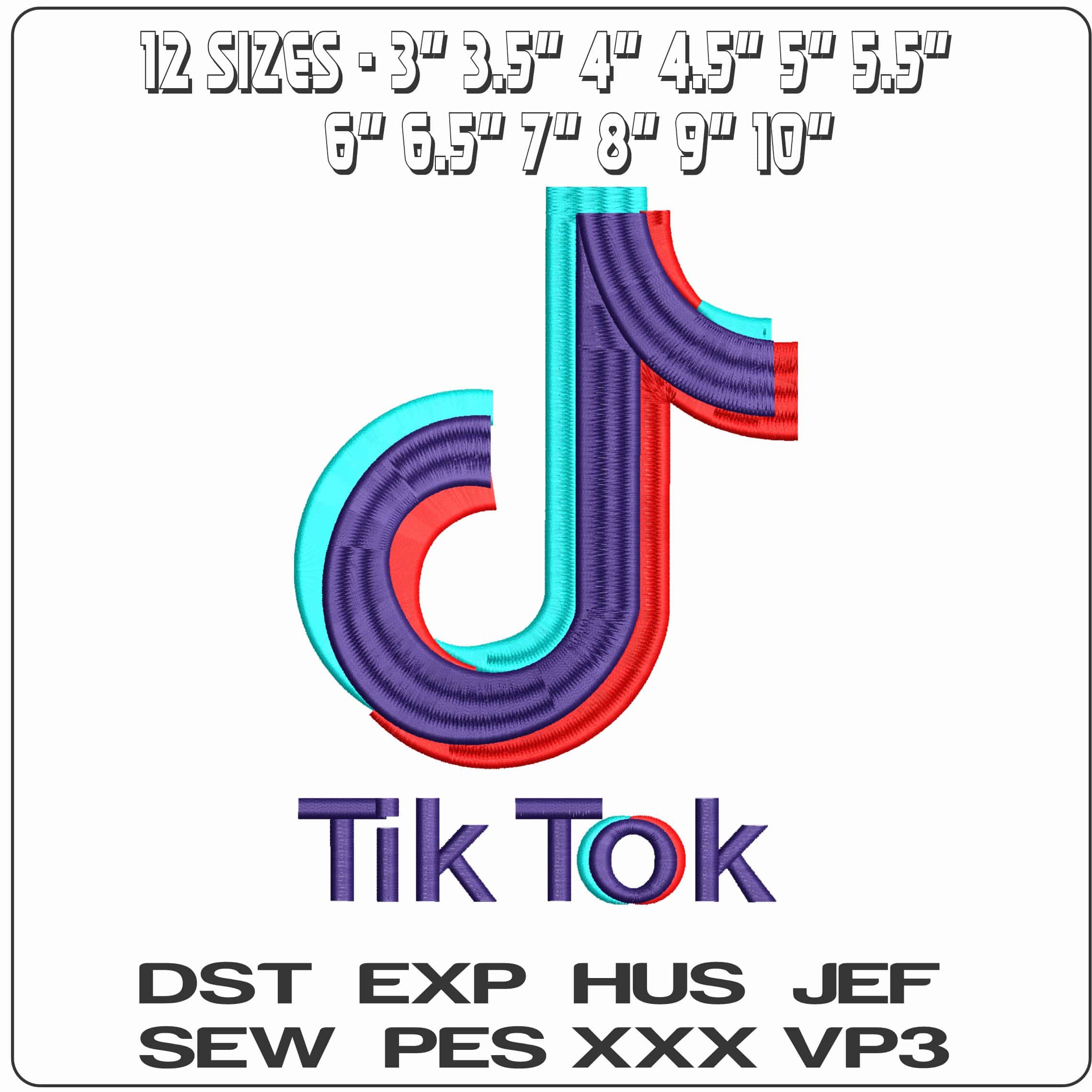 Tik Tok Logo- Elegant embroidery design file - instant download — view 2