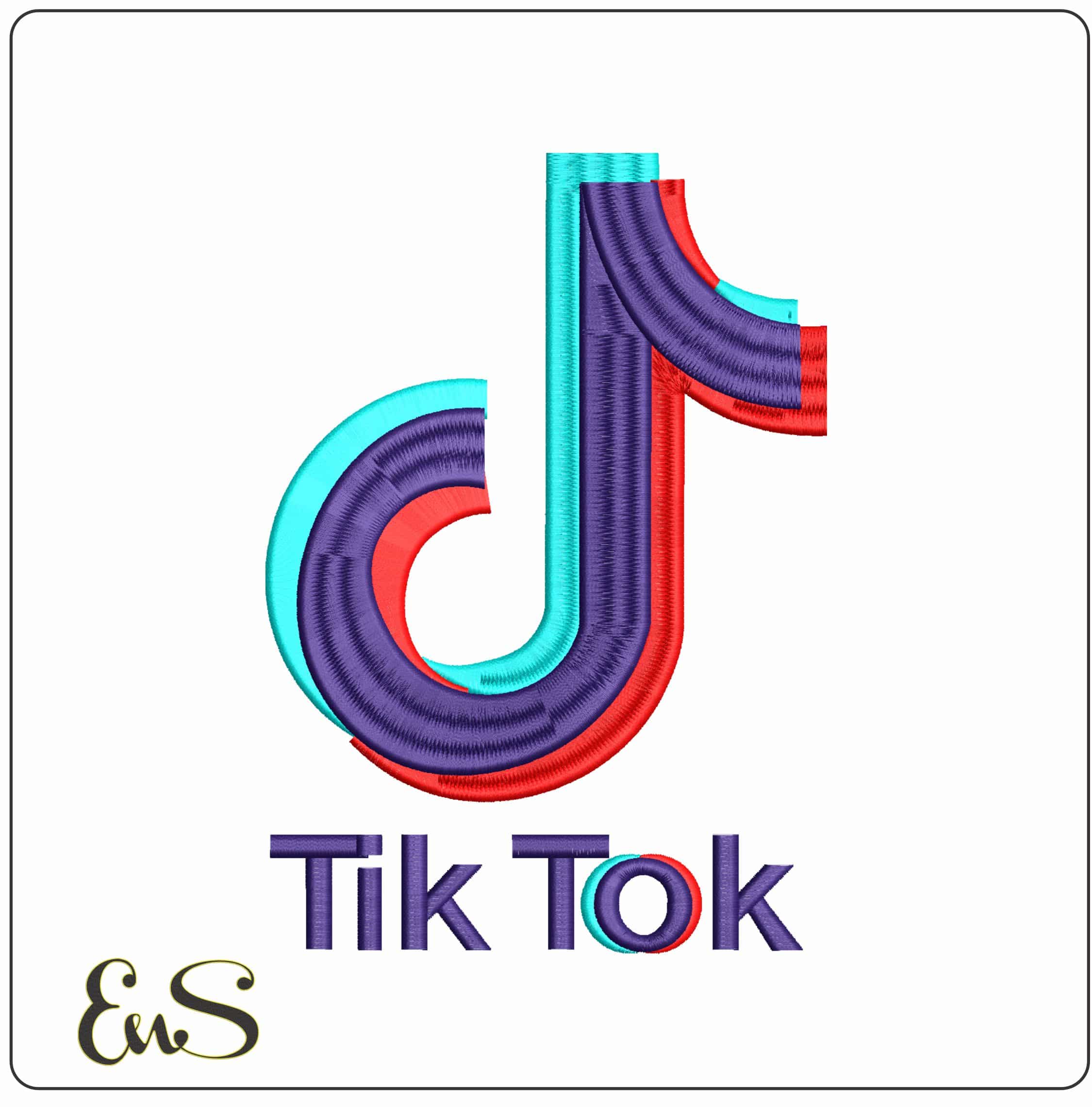 Tik Tok Logo- Elegant embroidery design file - instant download