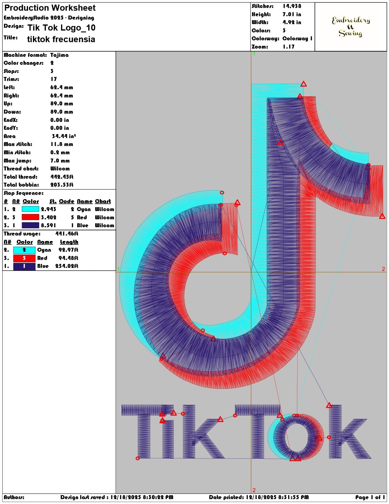 Tik Tok Logo- Elegant embroidery design file - instant download — view 3