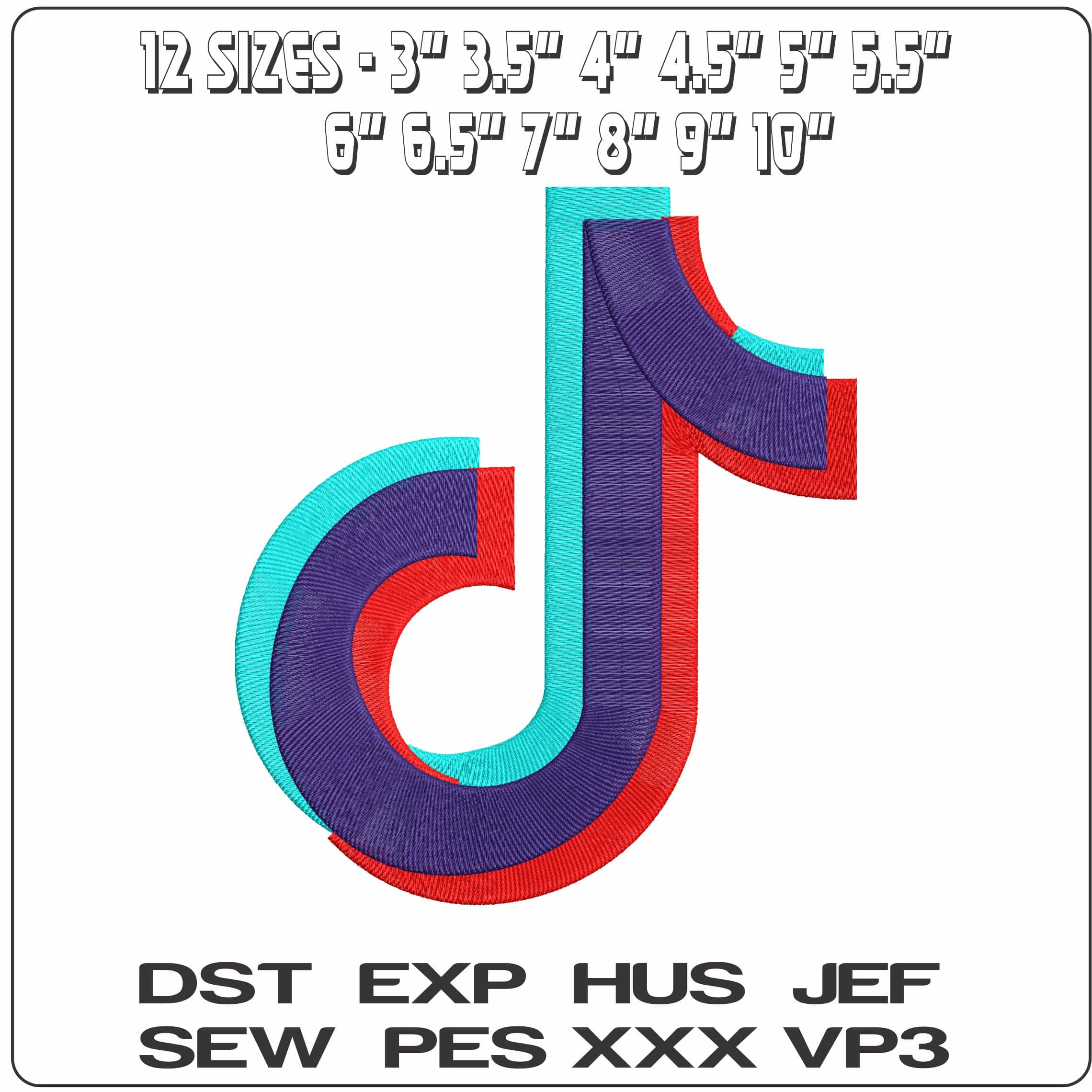 Tik Tok Logo No Name- Elegant embroidery design file - instant download — view 2