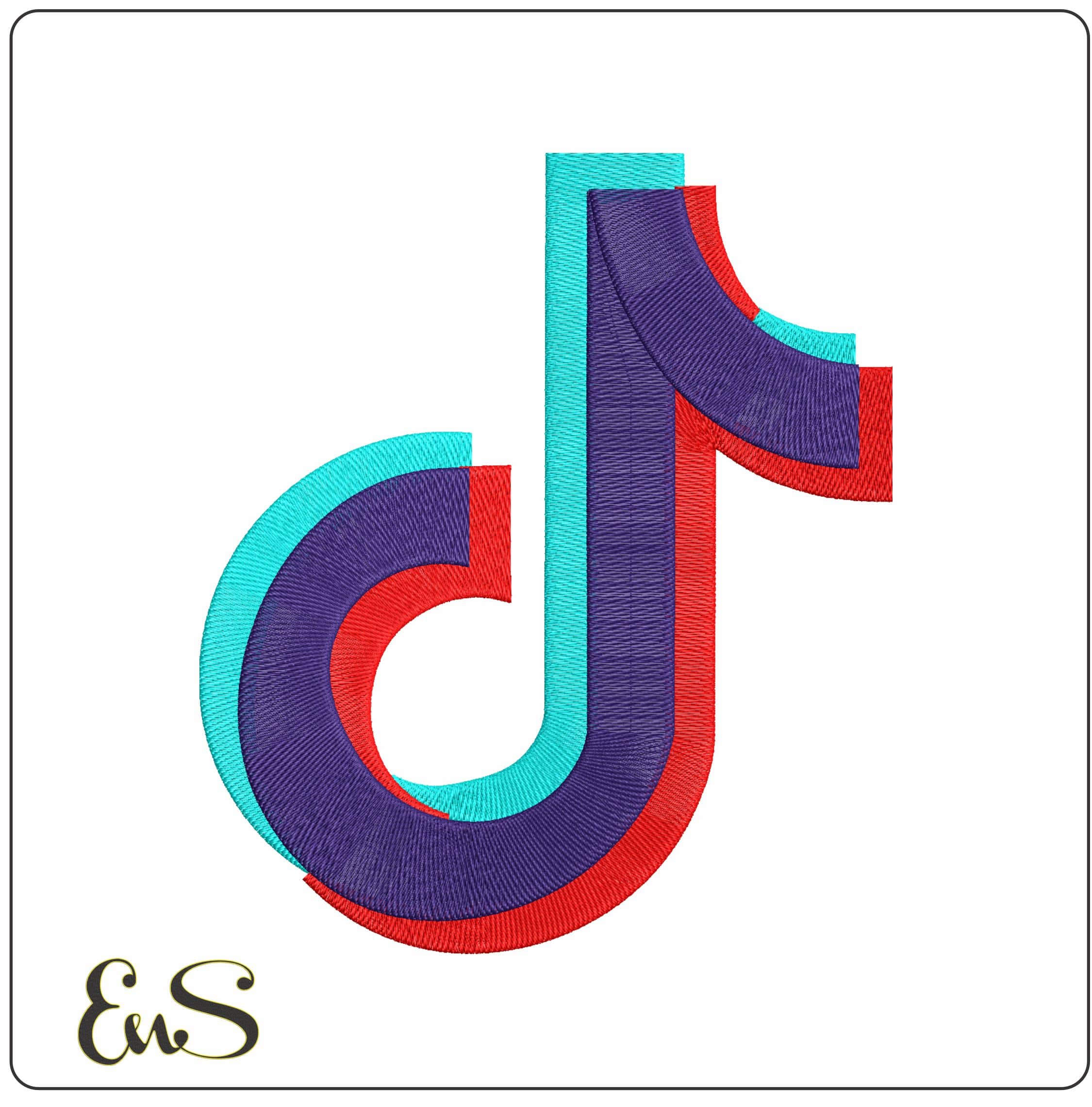 Tik Tok Logo No Name- Elegant embroidery design file - instant download