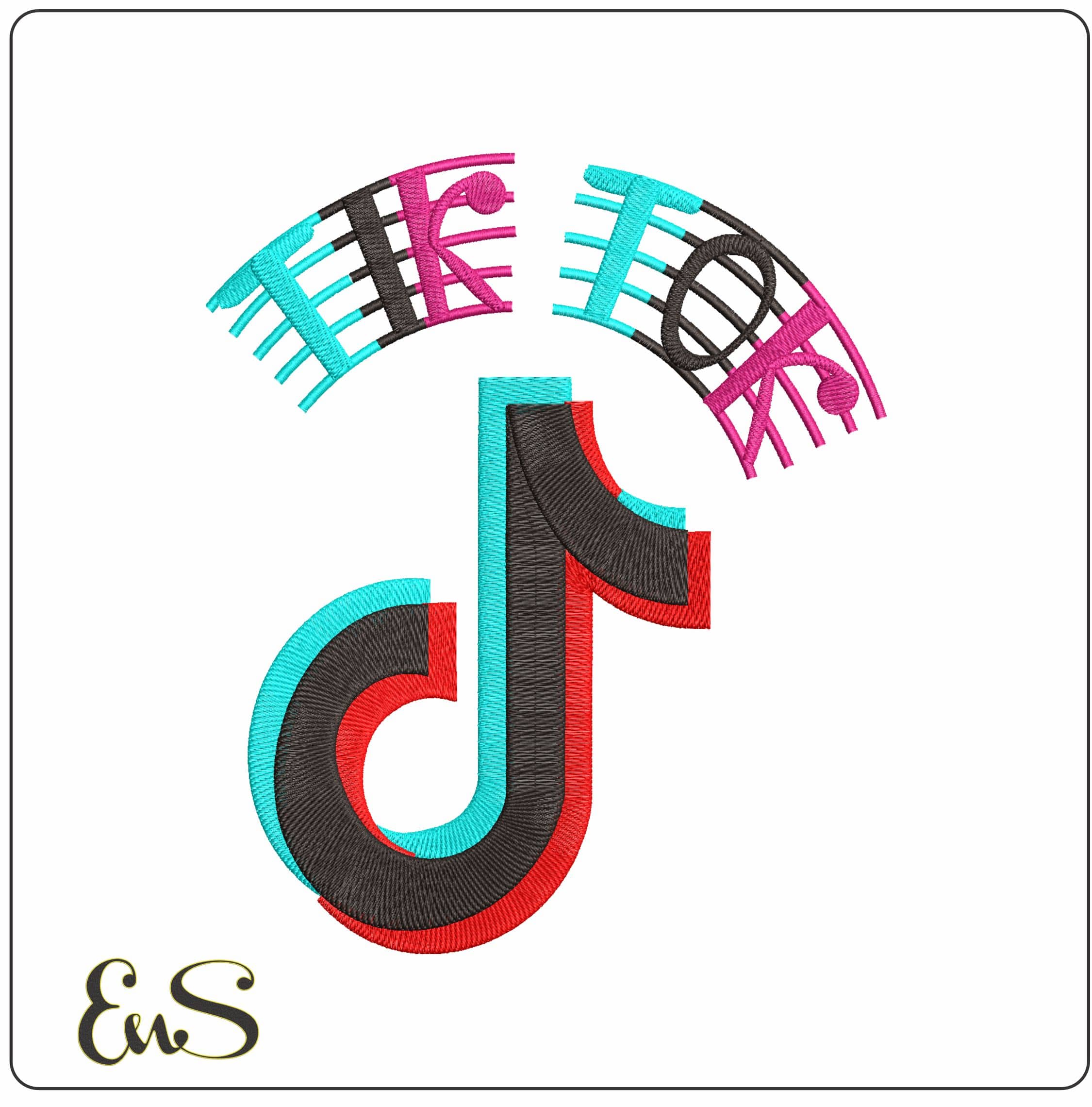 Tik Tok Music- Elegant embroidery design file - instant download
