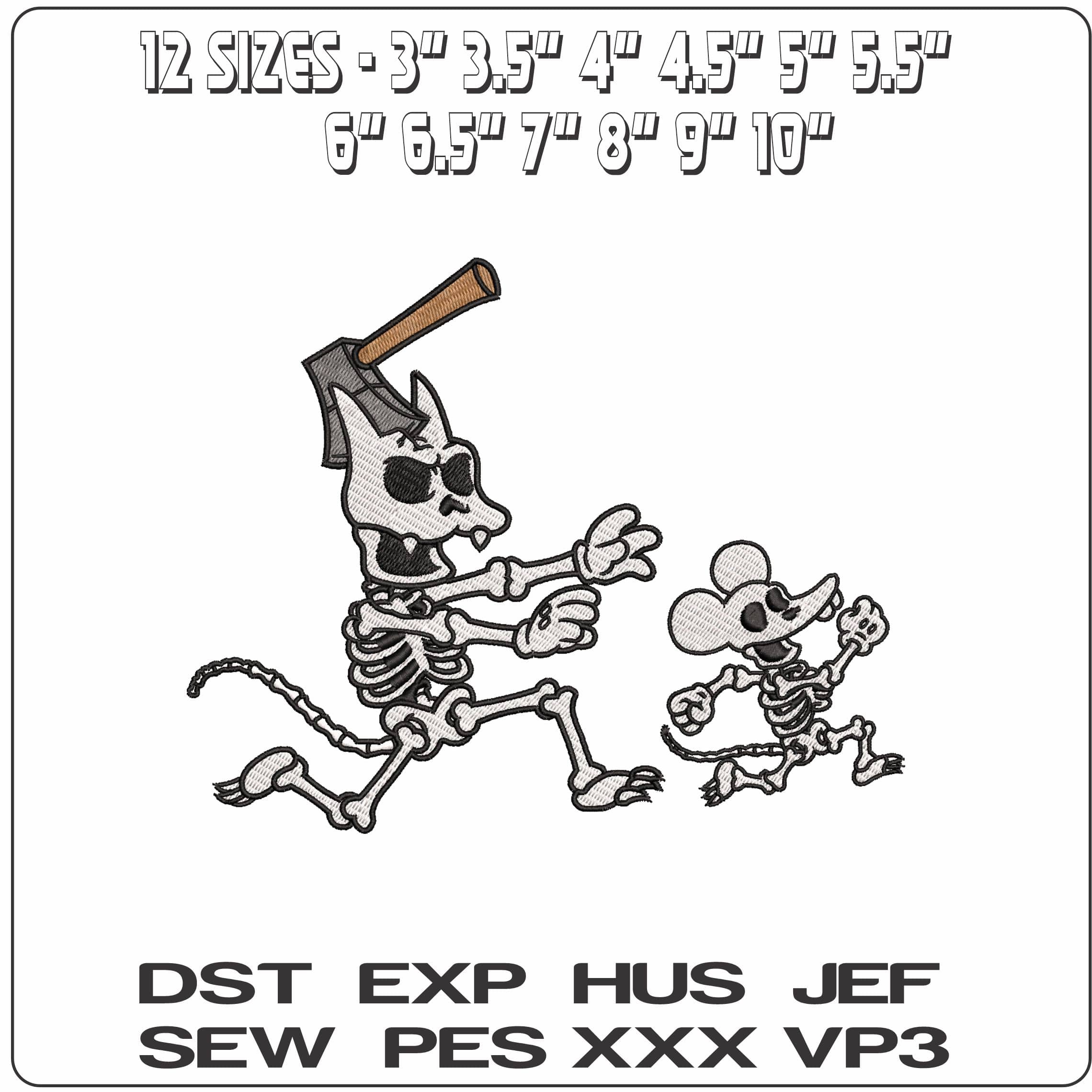 Tom and Jerry Skeleton The Simpsons- Elegant embroidery design file - instant download — view 2