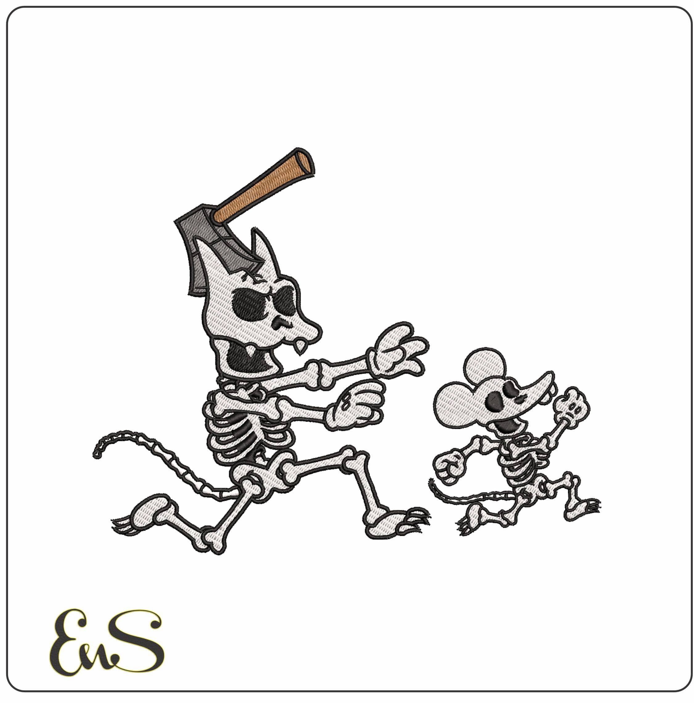Tom and Jerry Skeleton The Simpsons- Elegant embroidery design file - instant download