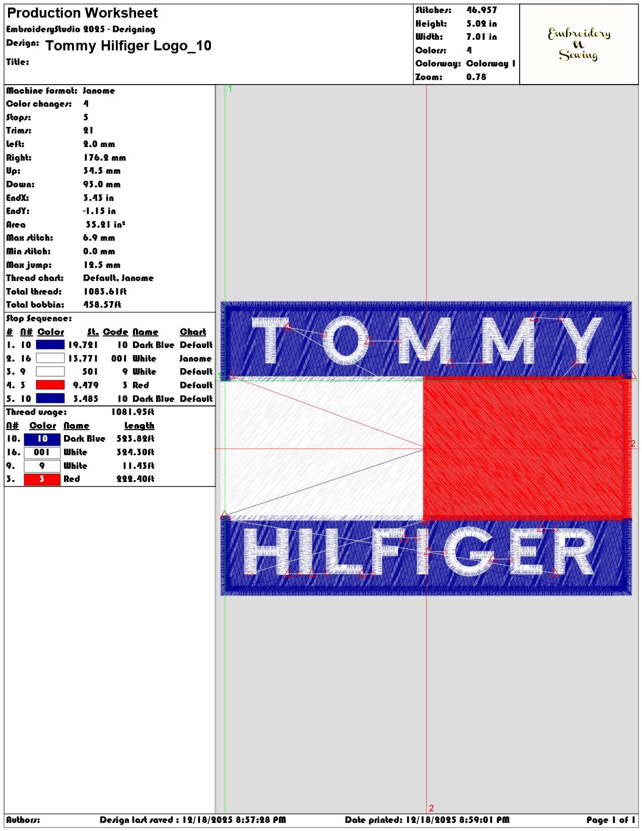 Tommy Hilfiger Logo- Elegant embroidery design file - instant download — view 3