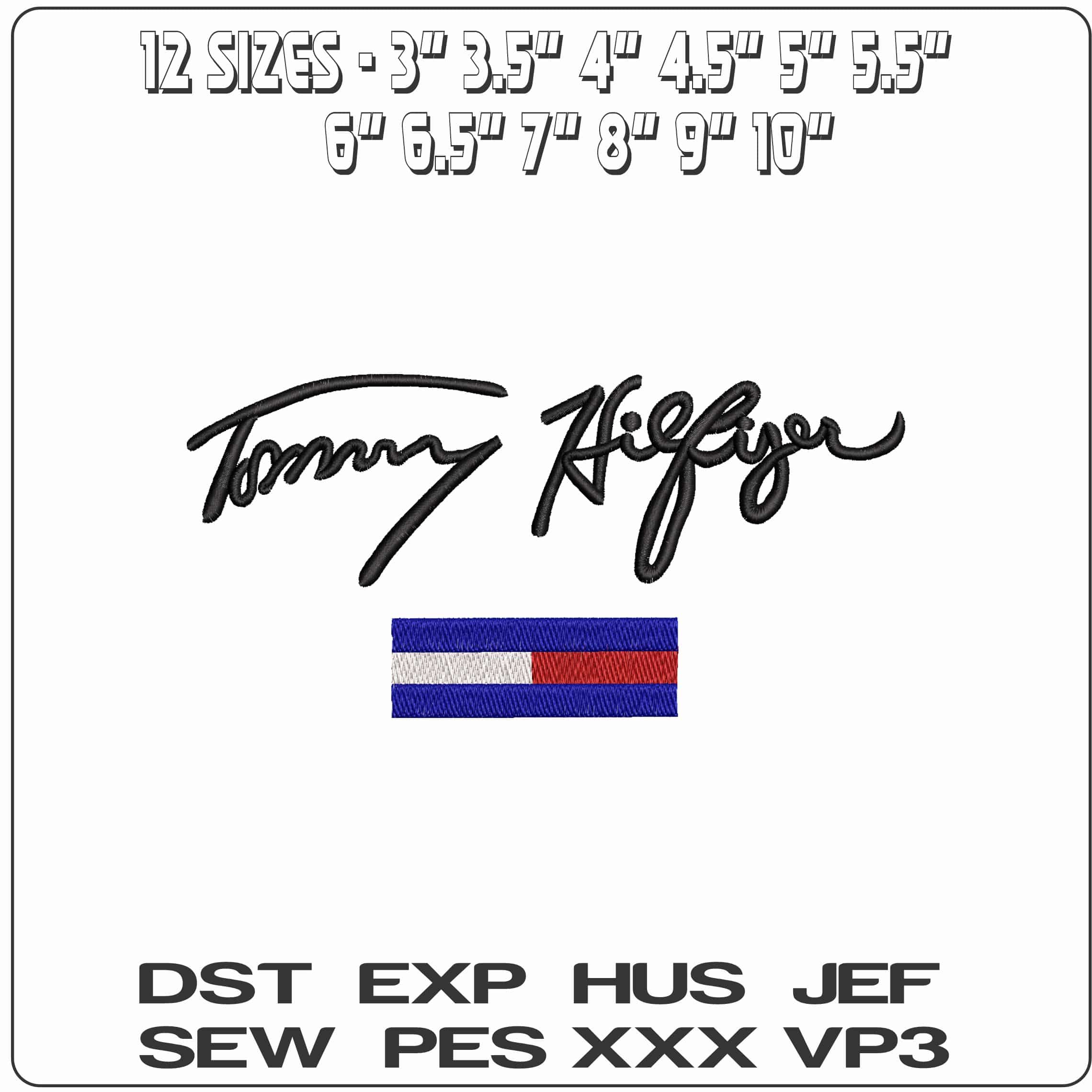 Tommy Hilfiger Signature Logo- Elegant embroidery design file - instant download — view 2