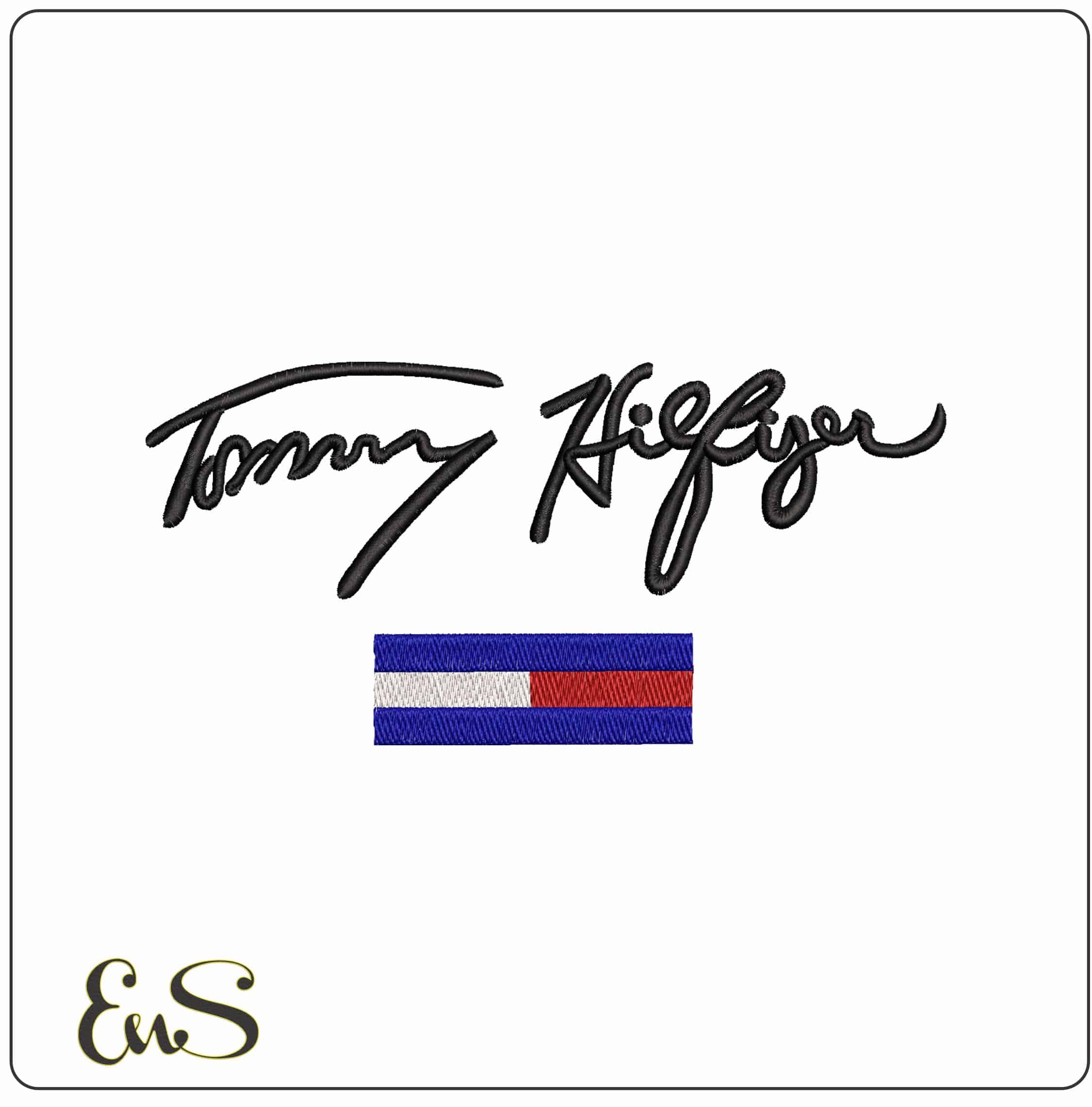 Tommy Hilfiger Signature Logo- Elegant embroidery design file - instant download