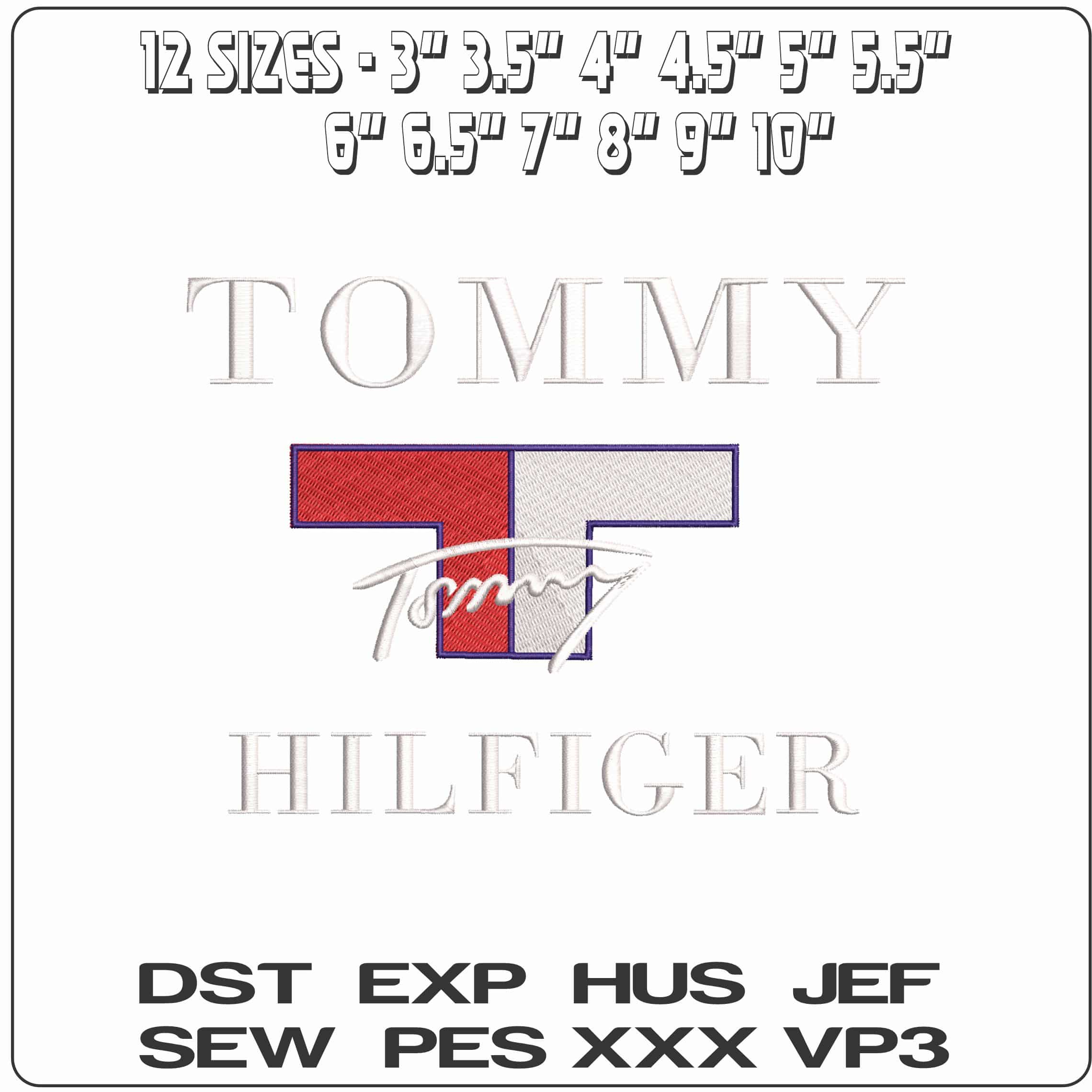 Tommy Hilfiger Signature Red White Logo- Elegant embroidery design file - instant download — view 2