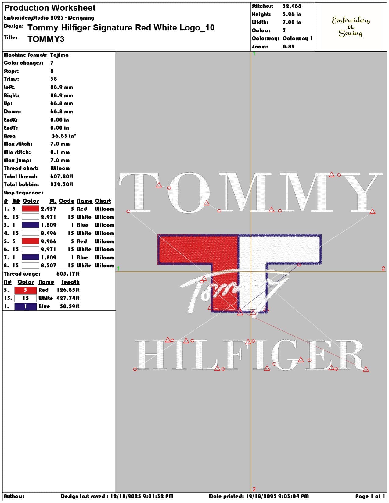 Tommy Hilfiger Signature Red White Logo- Elegant embroidery design file - instant download — view 3