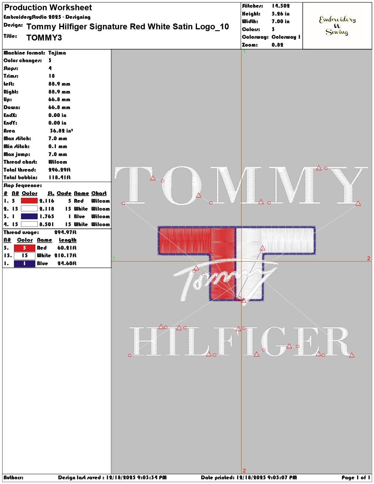Tommy Hilfiger Signature Red White Satin Logo- Elegant embroidery design file - instant download — view 3