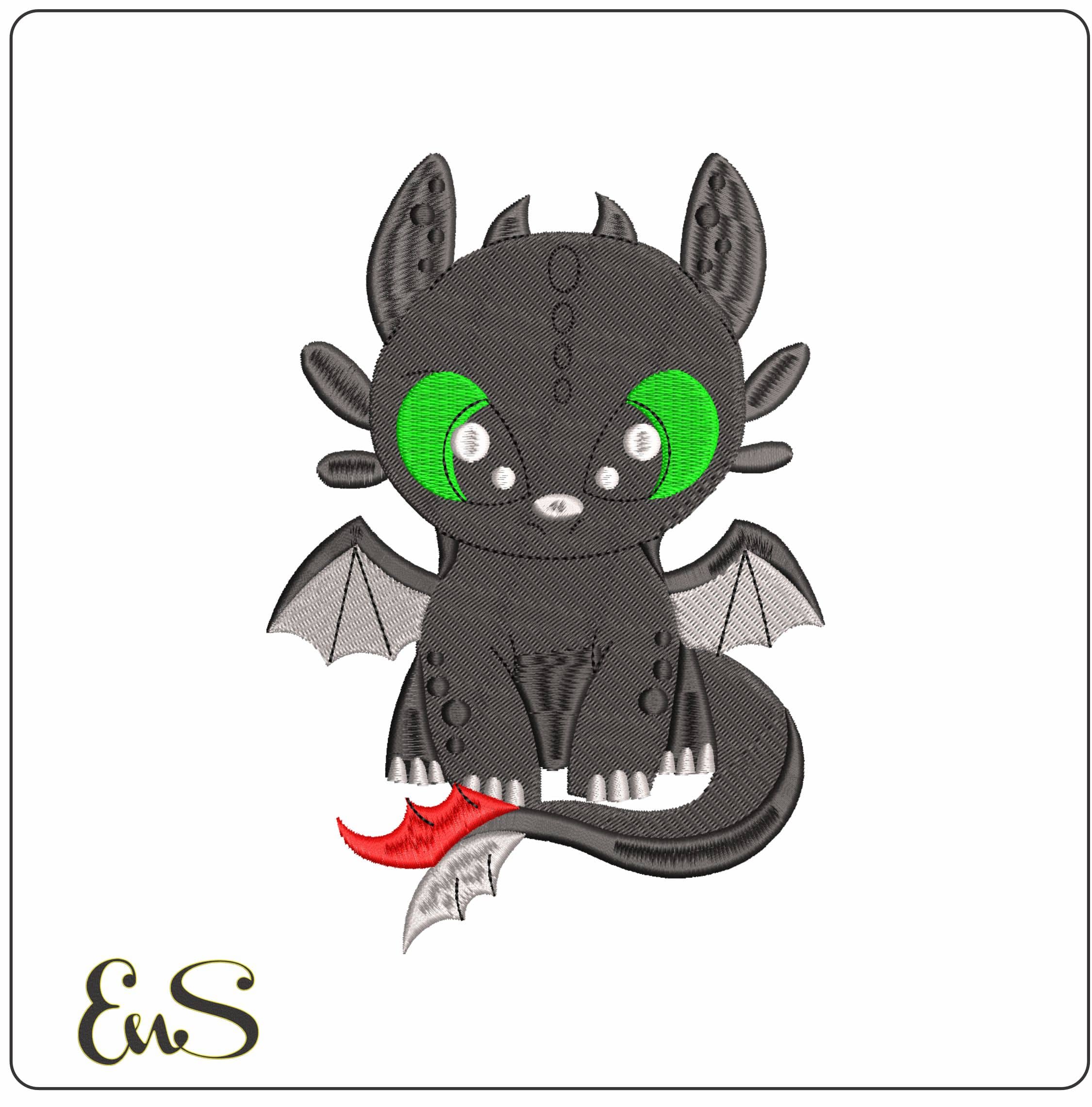 Tootheless Chibi How to train a Dragon- Elegant embroidery design file - instant download