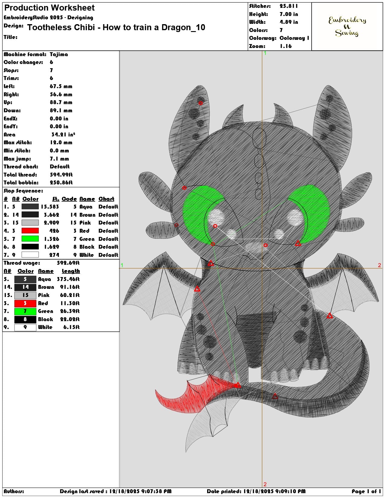 Tootheless Chibi How to train a Dragon- Elegant embroidery design file - instant download — view 3