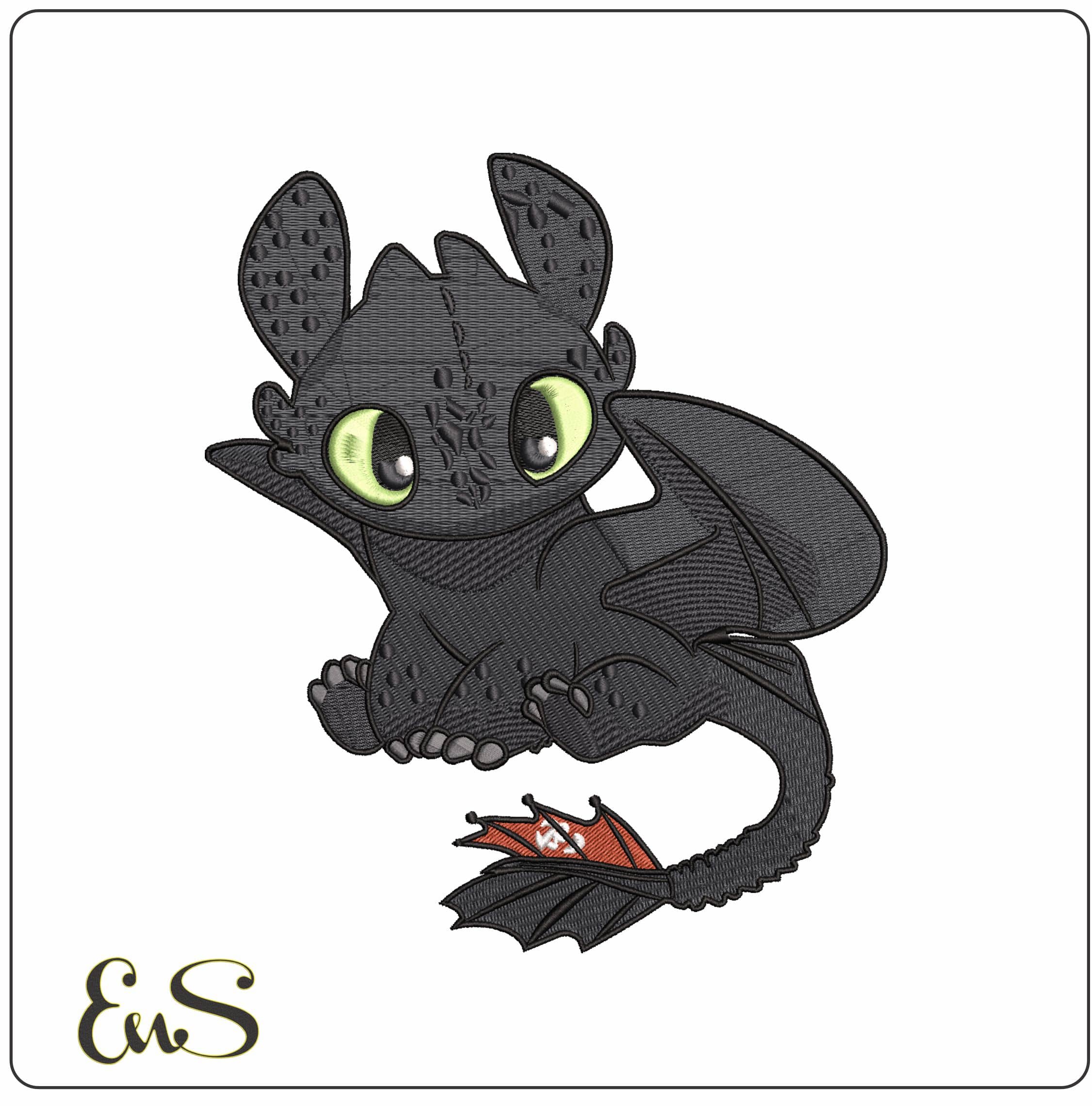 Toothless Chibli How To Train a Dragon- Elegant embroidery design file - instant download