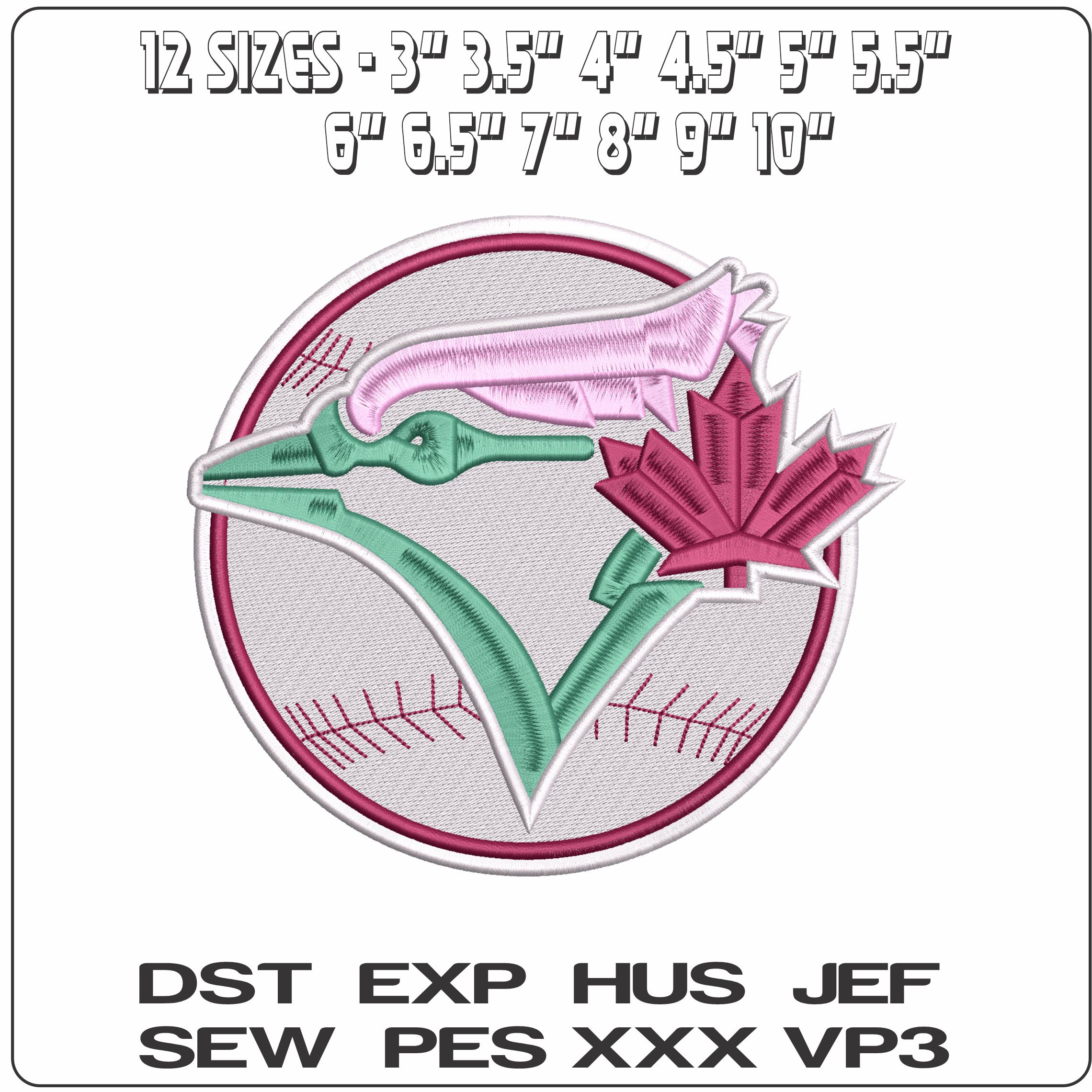 Toronto Blue Jays Baseball Ladies- Elegant embroidery design file - instant download — view 2