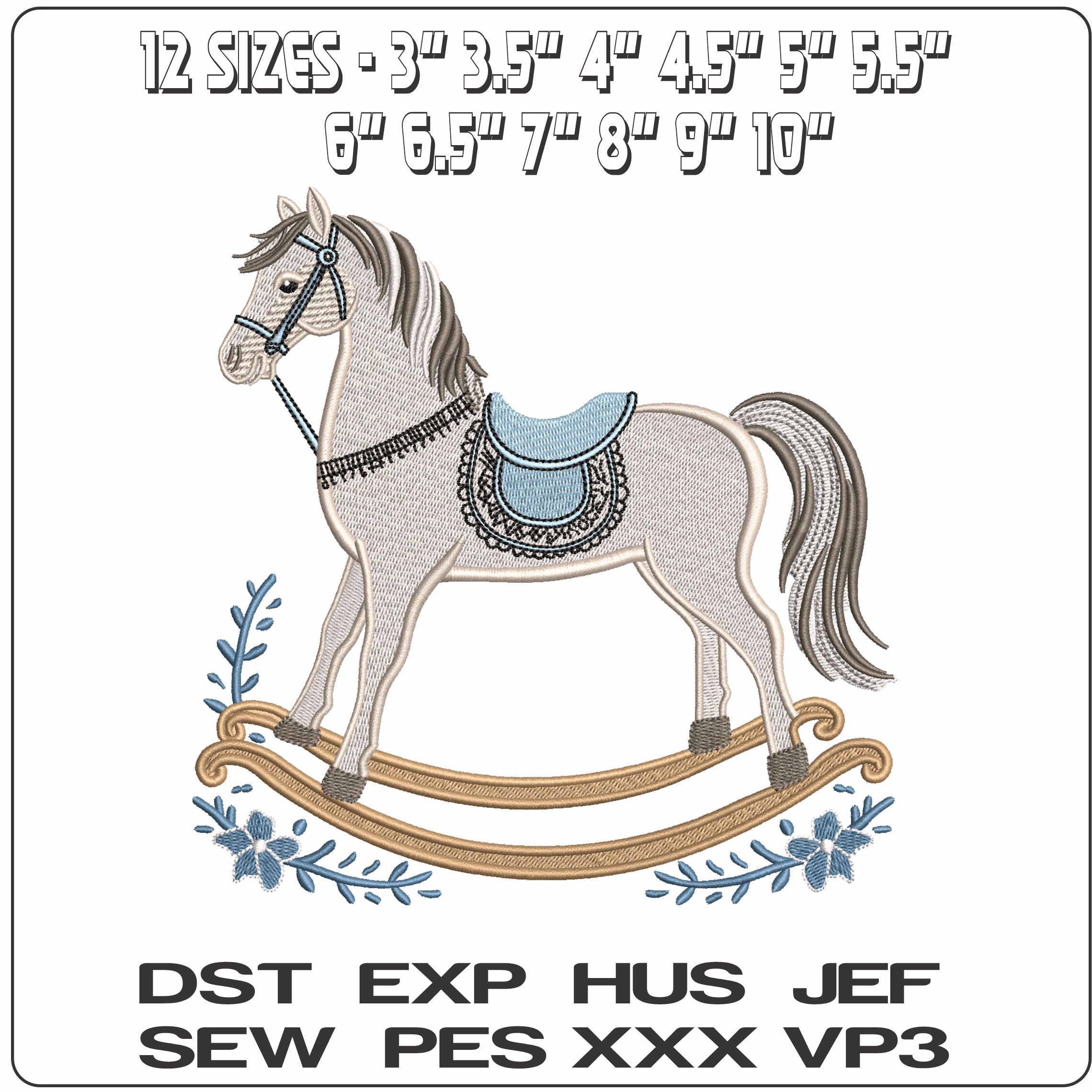 Toy rocking horse- Elegant embroidery design file - instant download — view 2