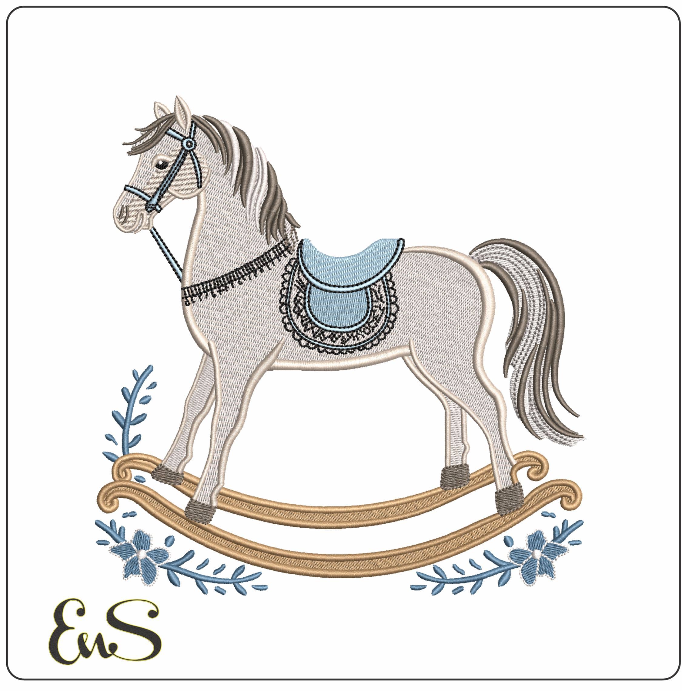 Toy rocking horse- Elegant embroidery design file - instant download
