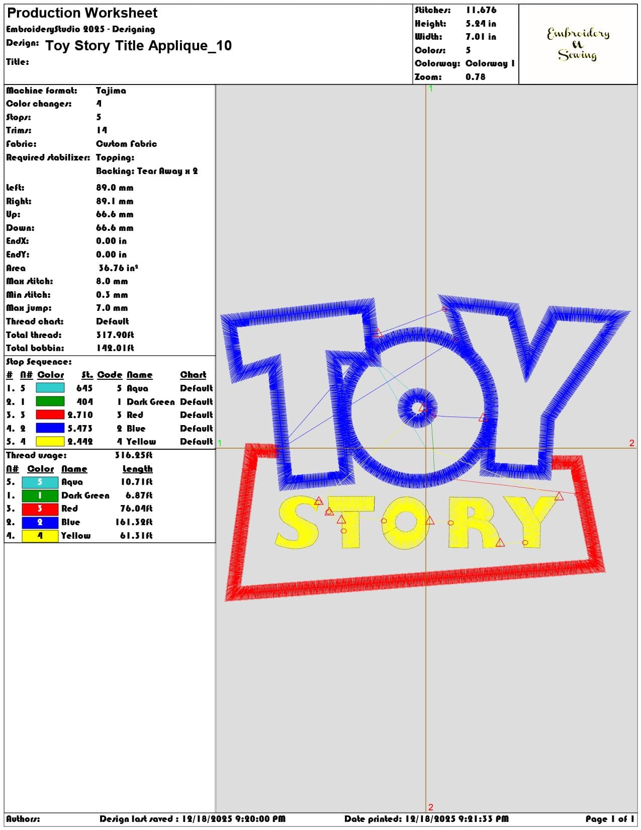 Toy Story Title Applique- Elegant embroidery design file - instant download — view 3