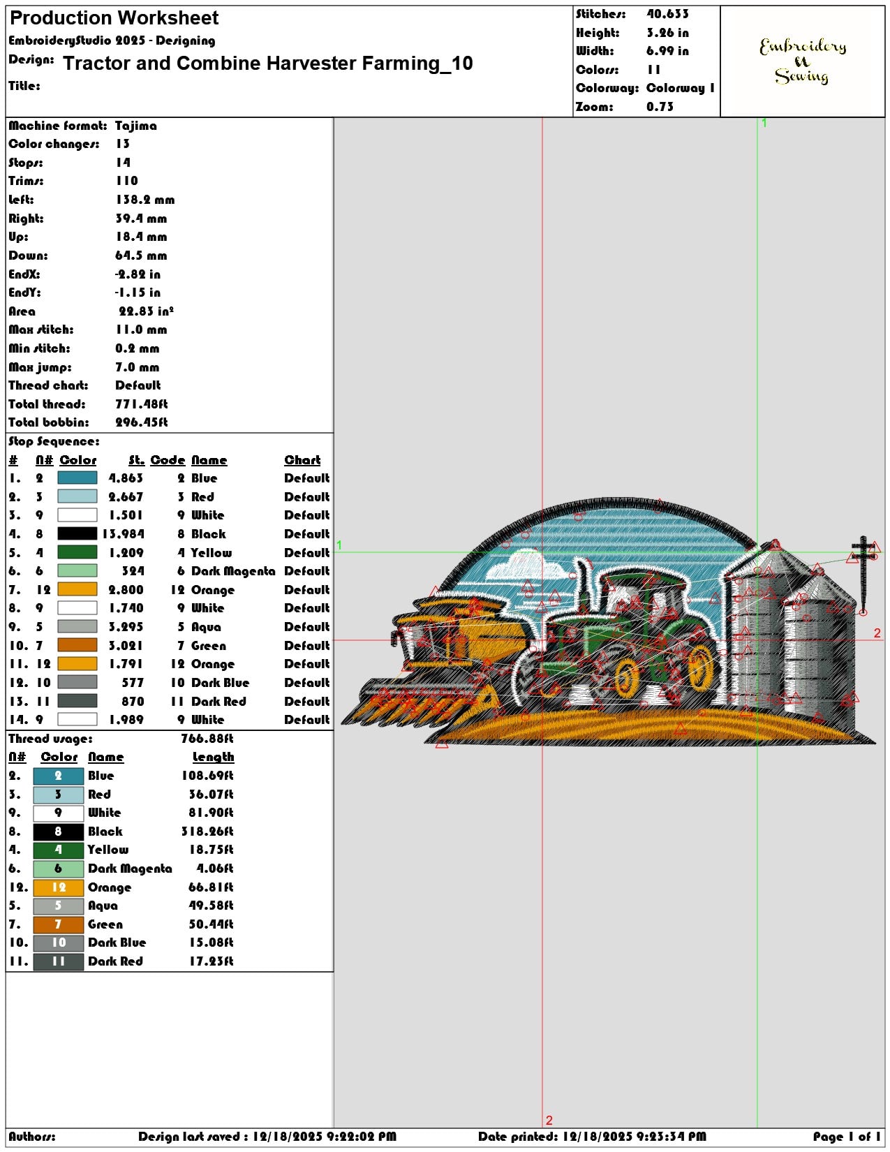 Tractor and Combine Harvester Farming- Elegant embroidery design file - instant download — view 3
