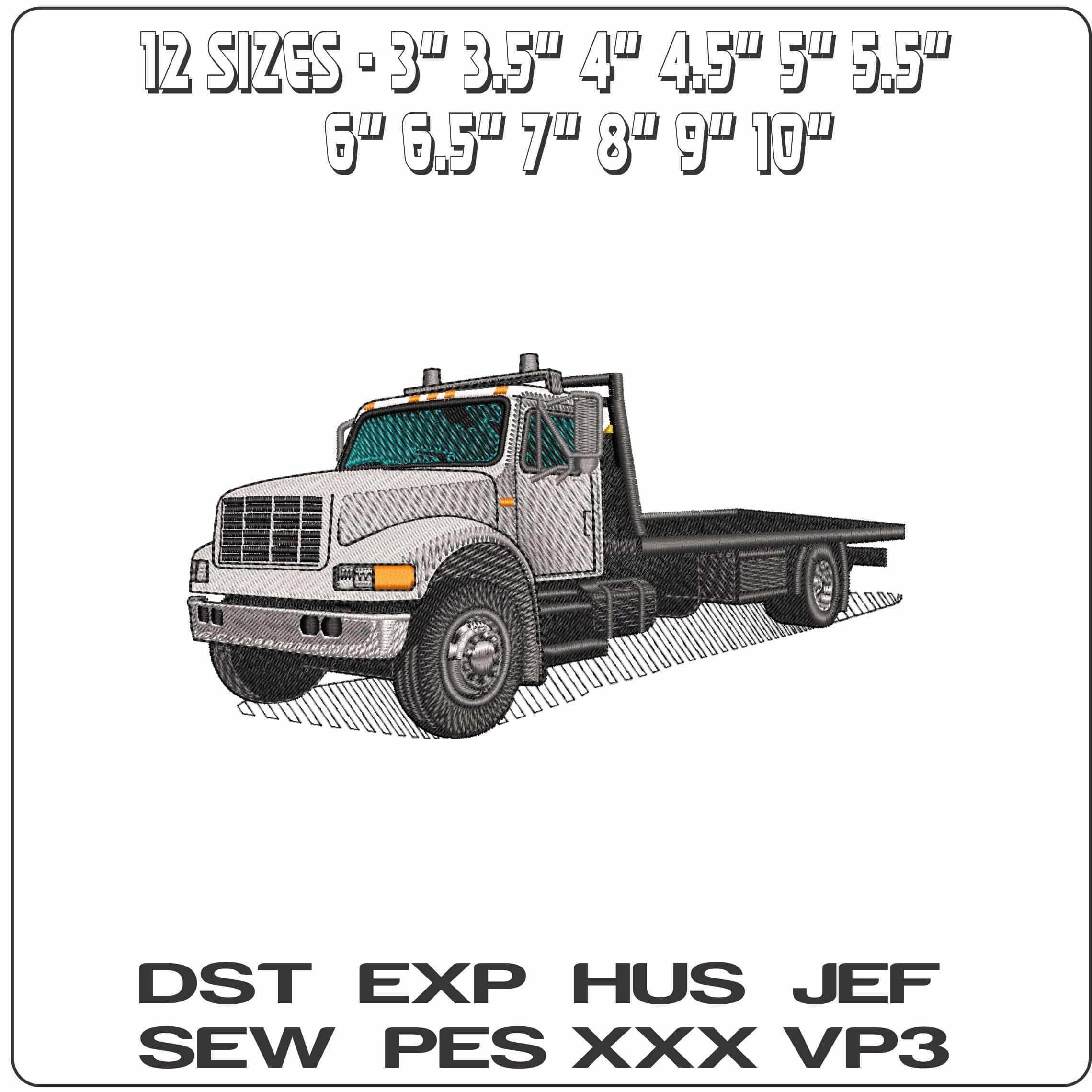 Transporter Flatbed- Elegant embroidery design file - instant download — view 2