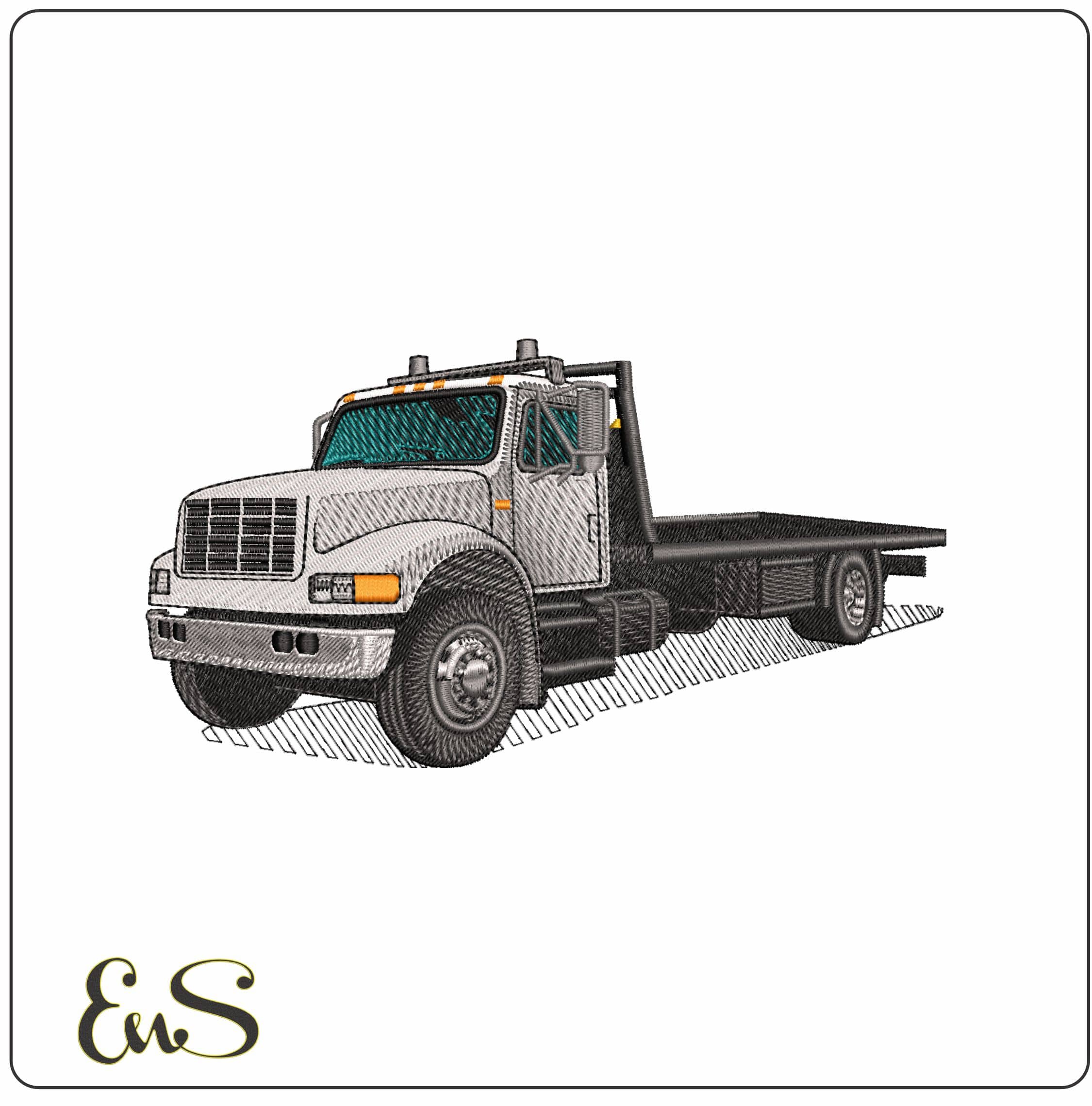 Transporter Flatbed- Elegant embroidery design file - instant download