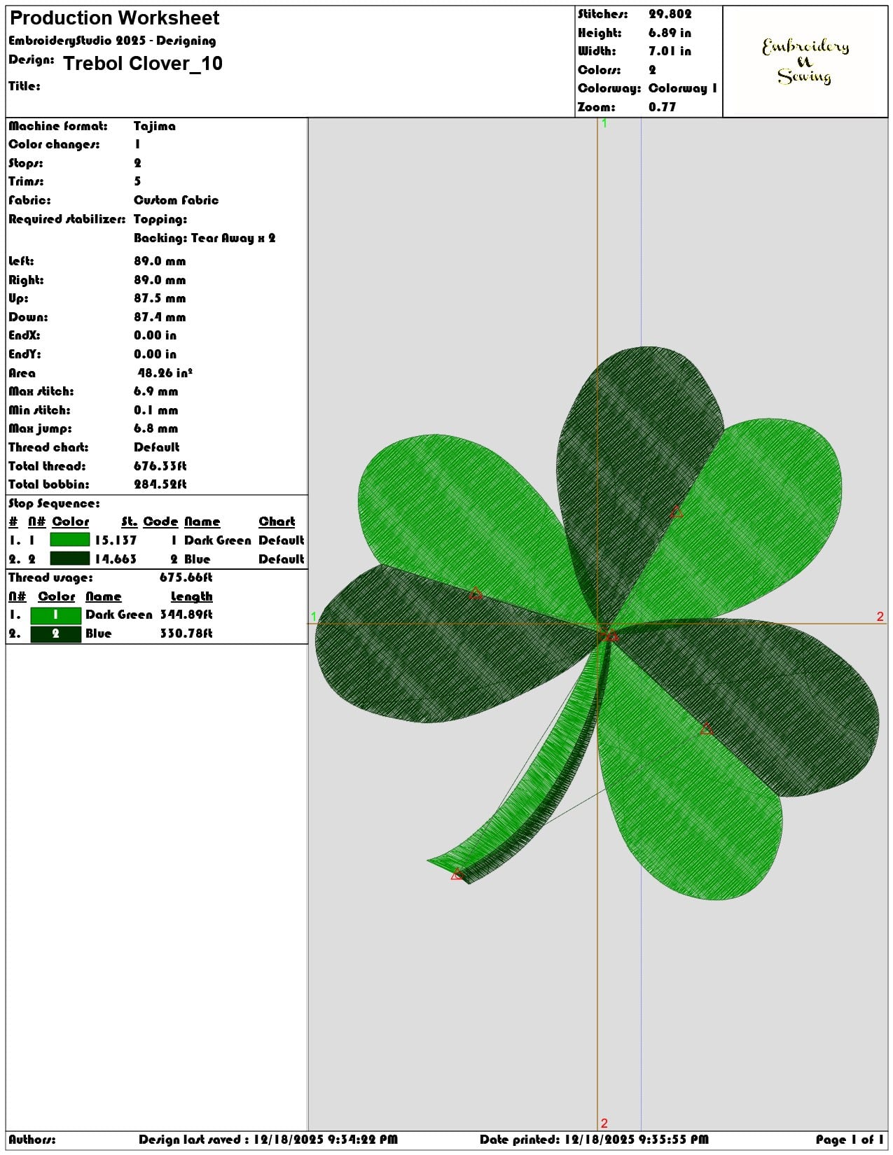 Trebol Clover- Elegant embroidery design file - instant download — view 3