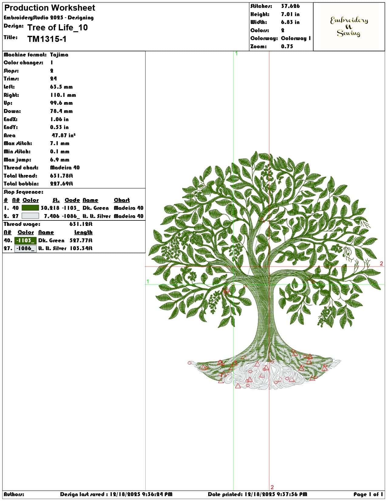 Tree of Life- Elegant embroidery design file - instant download — view 3