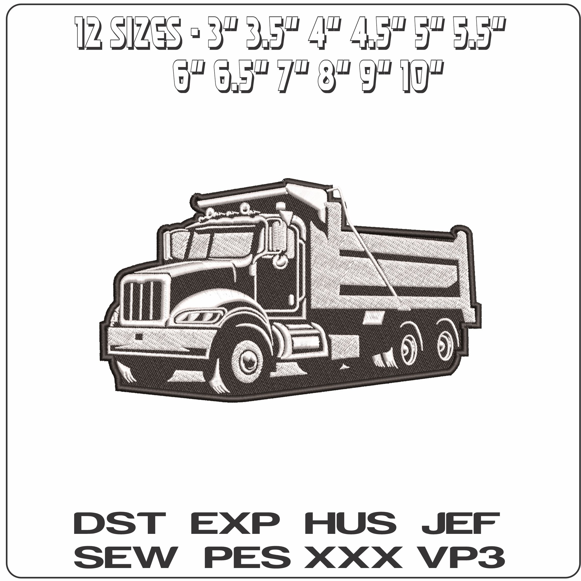 Truck Silohette- Elegant embroidery design file - instant download — view 2