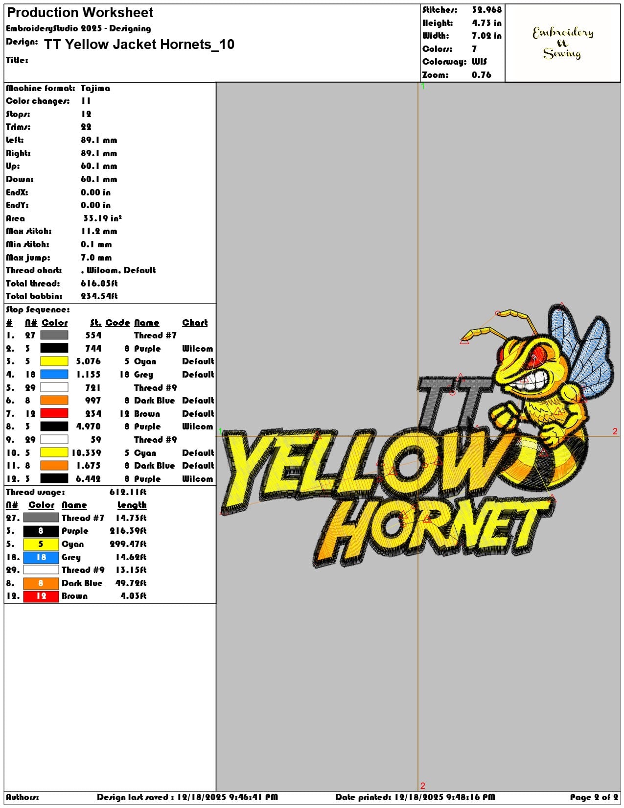 TT Yellow Jacket Hornets- Elegant embroidery design file - instant download — view 3