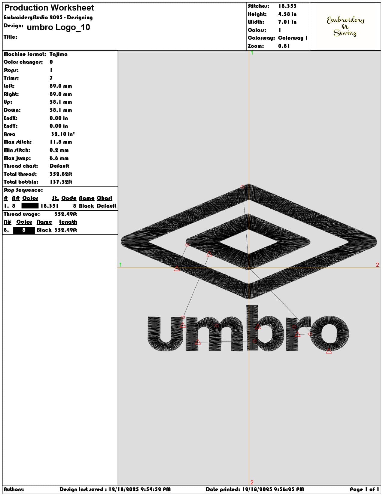 umbro Logo- Elegant embroidery design file - instant download — view 3