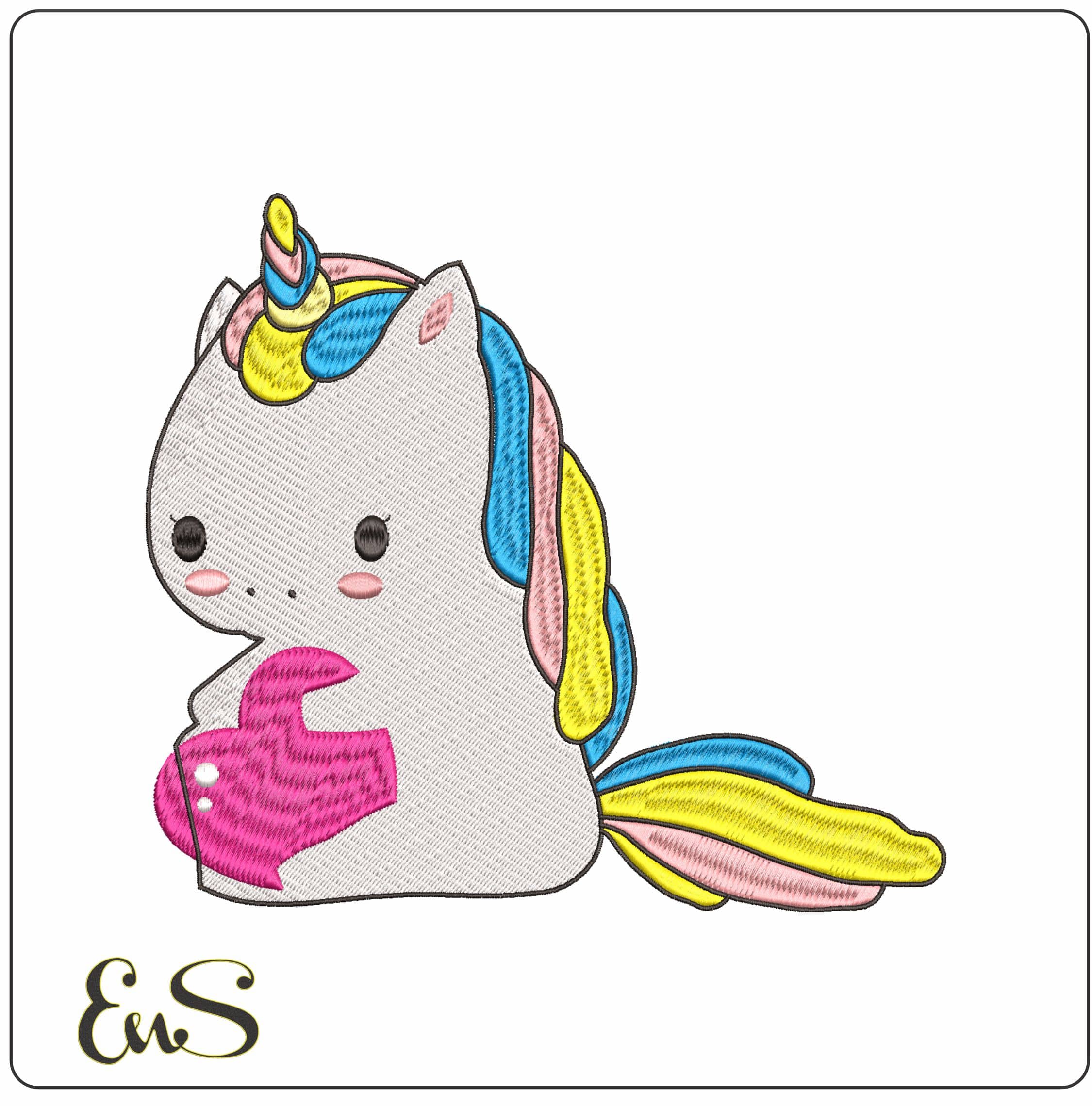 Unicorn Sitting down- Elegant embroidery design file - instant download