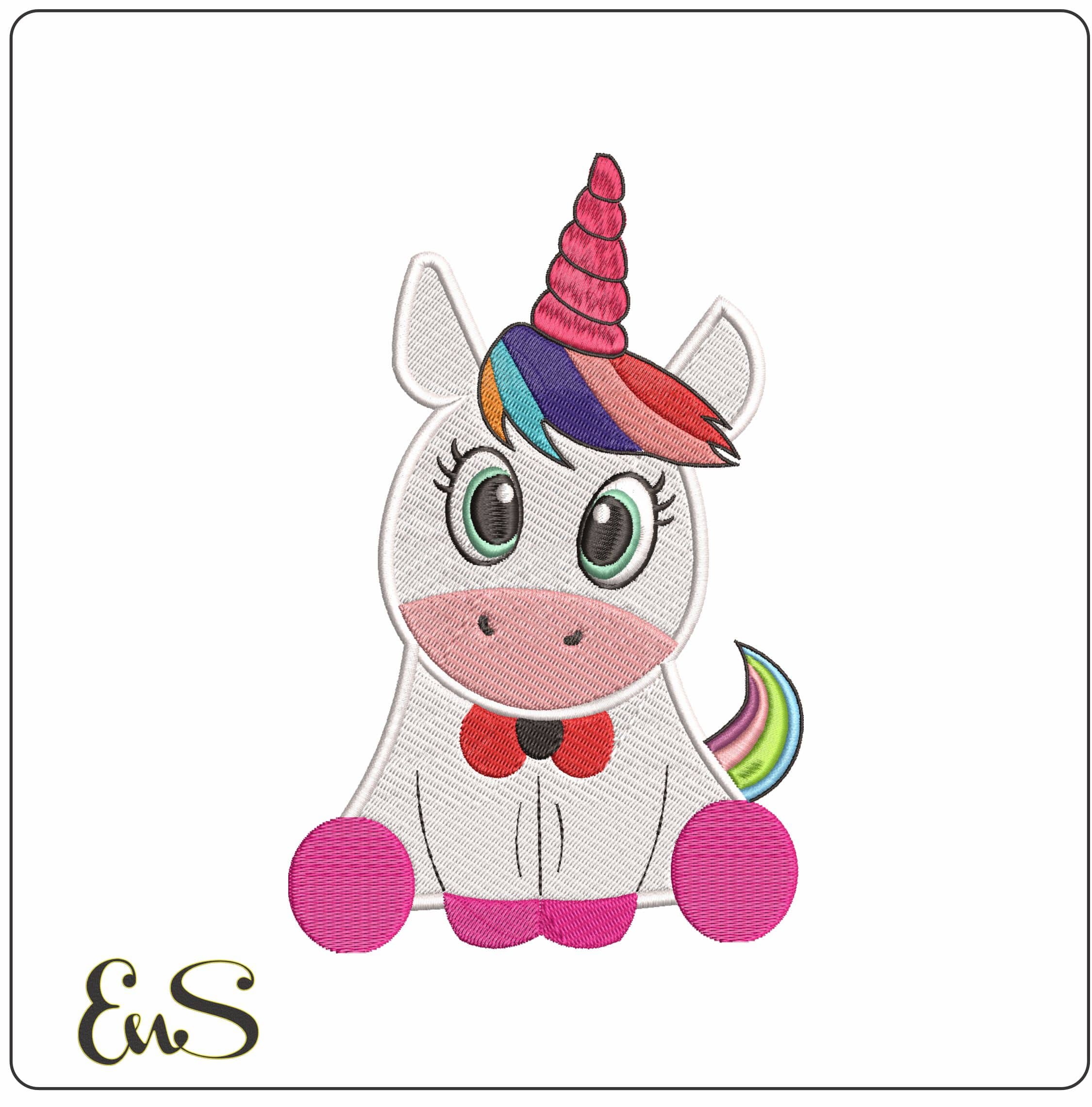 Unicorn Sitting down Facing- Elegant embroidery design file - instant download