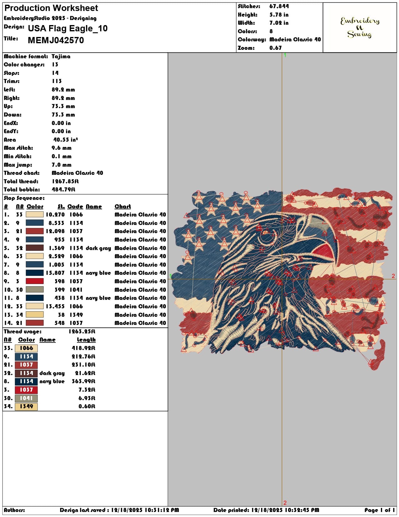 USA Flag Eagle- Elegant embroidery design file - instant download — view 3