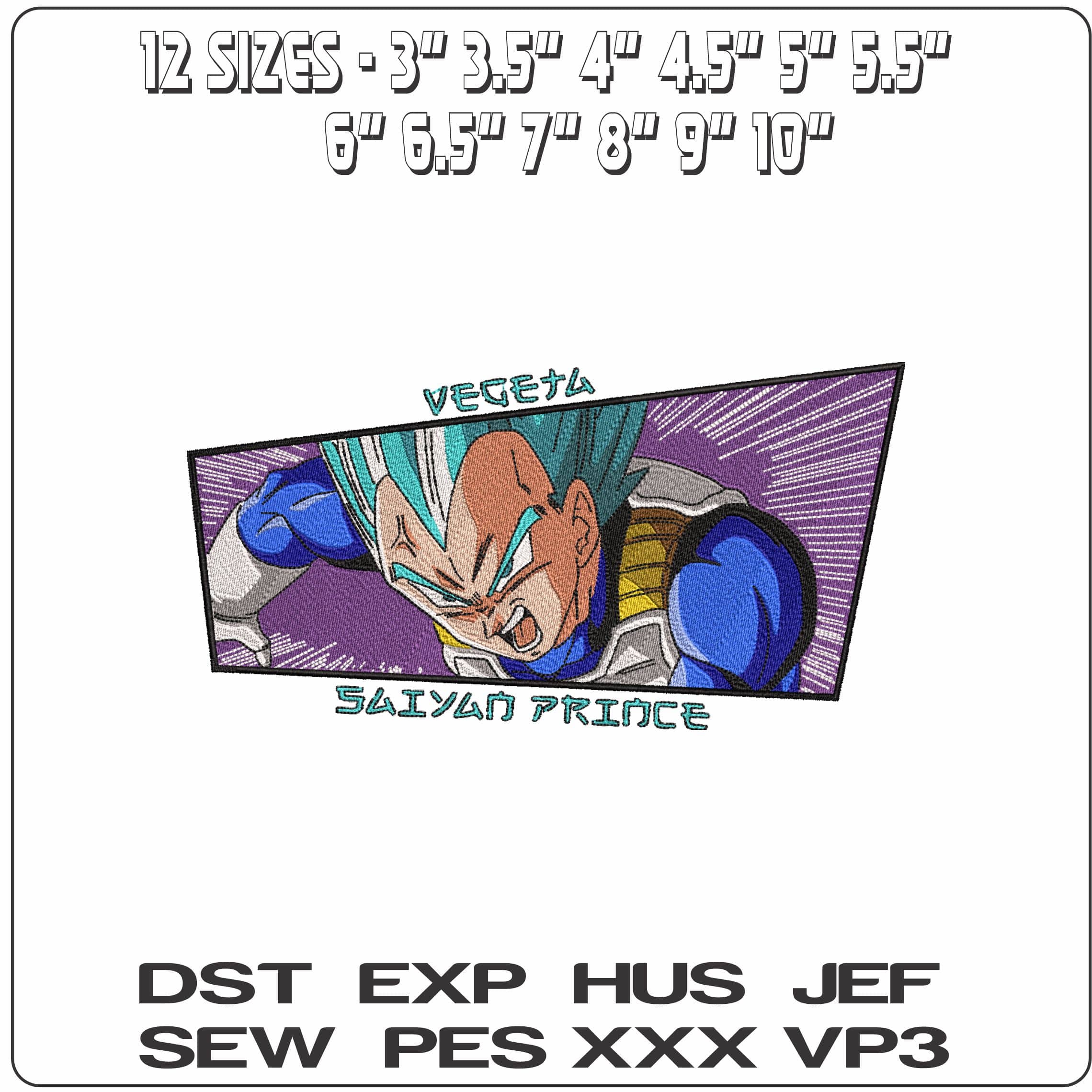 Vegeta Frame Anime- Elegant embroidery design file - instant download — view 2