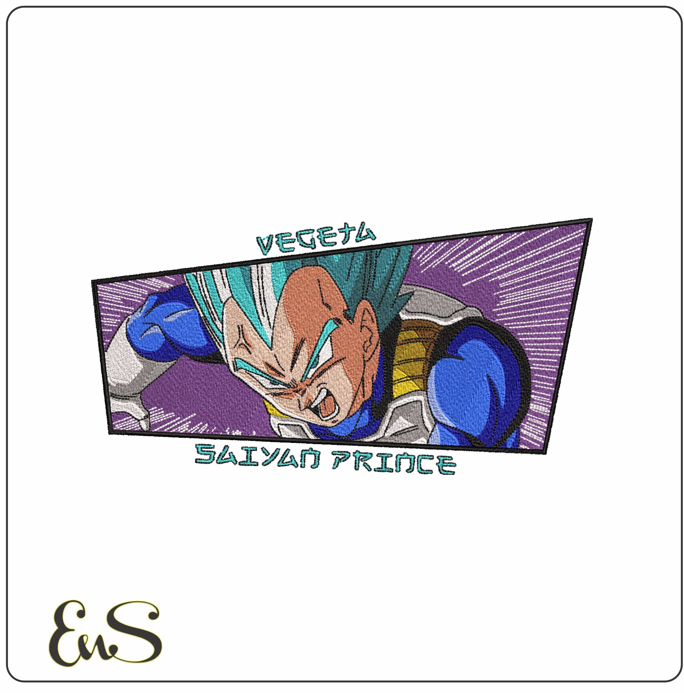 Vegeta Frame Anime- Elegant embroidery design file - instant download