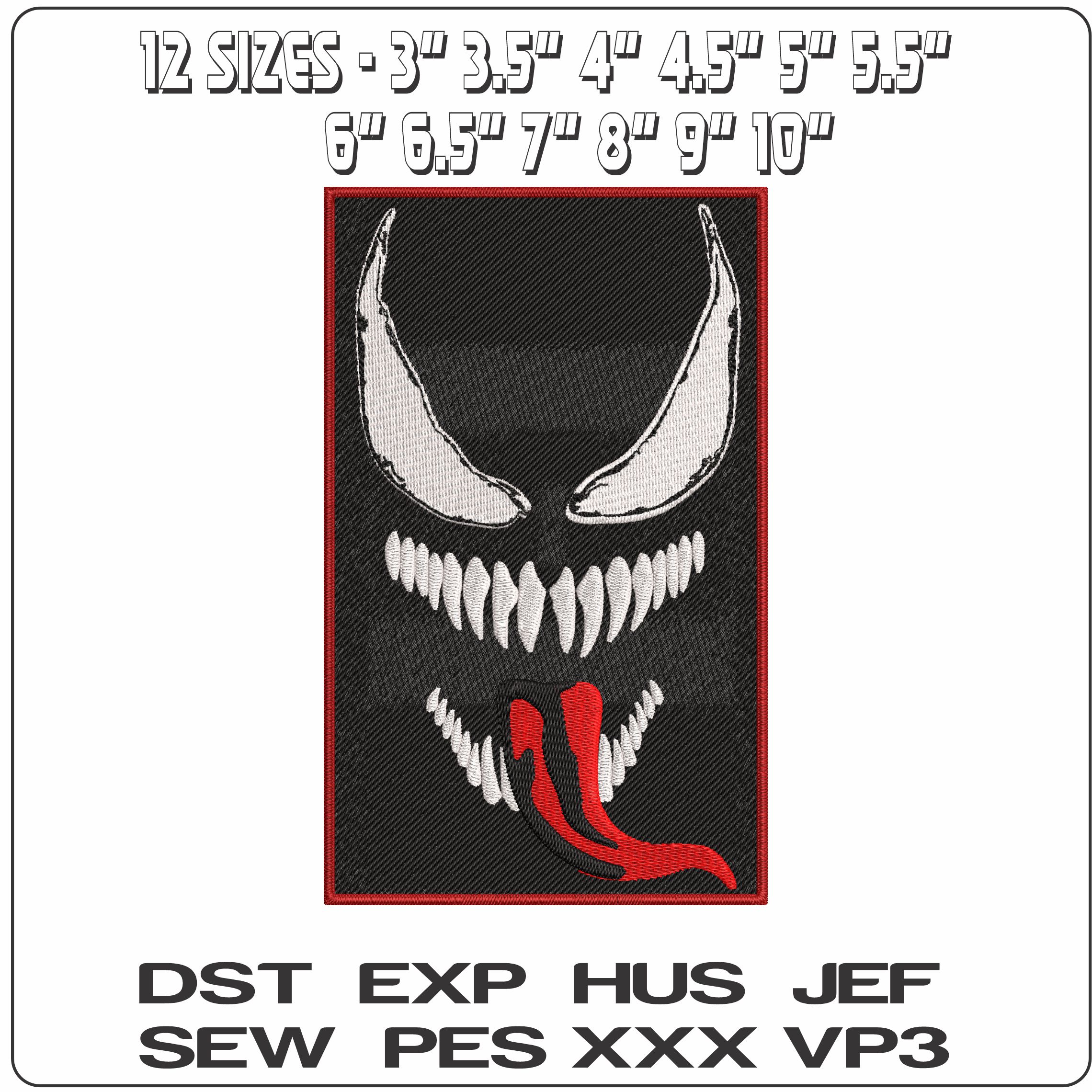 Venom Face in Frame- Elegant embroidery design file - instant download — view 2