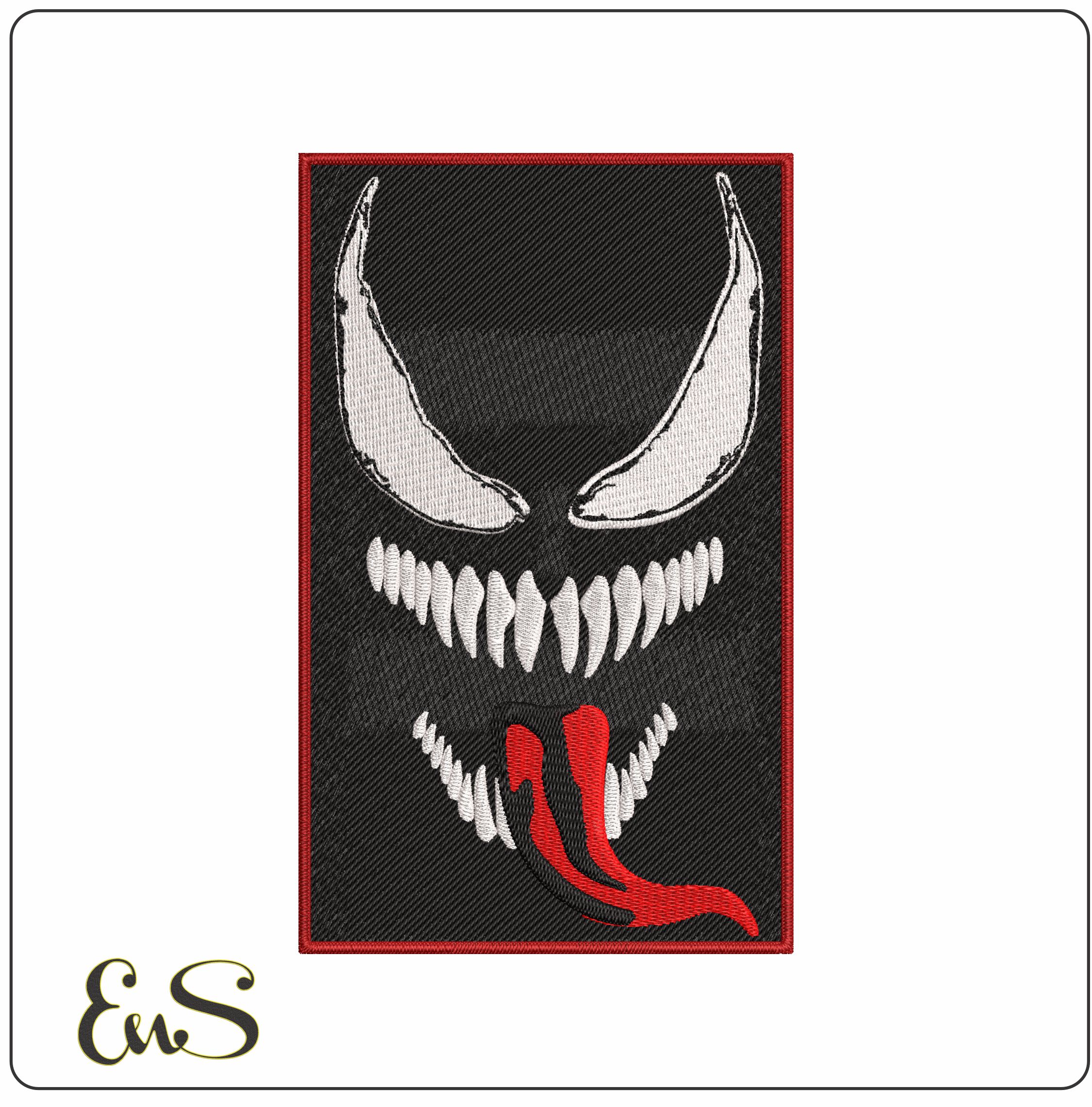 Venom Face in Frame- Elegant embroidery design file - instant download